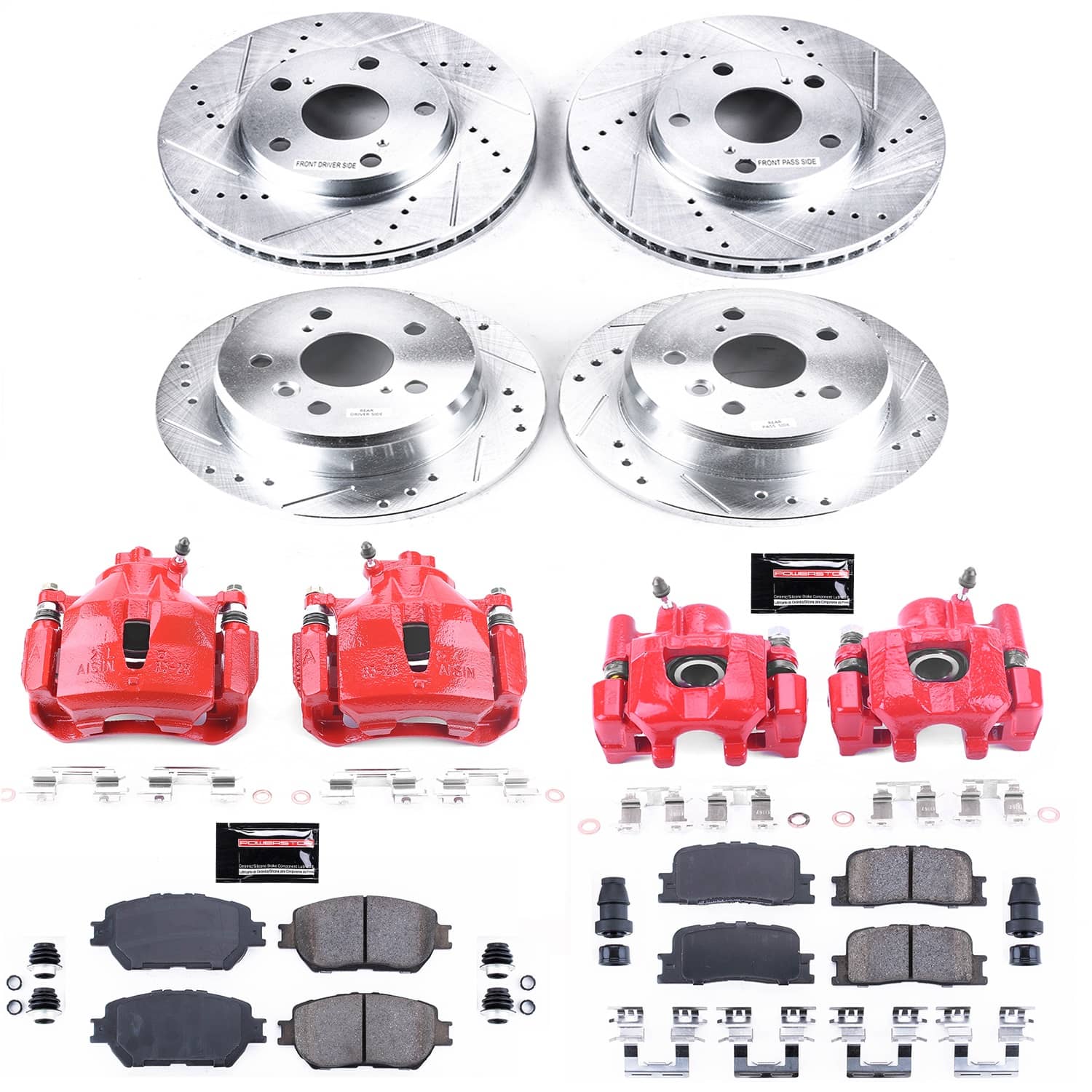 Power Stop - KC1066 - Front and Rear - Disc Brake Pad/Caliper and Rotor Kit
