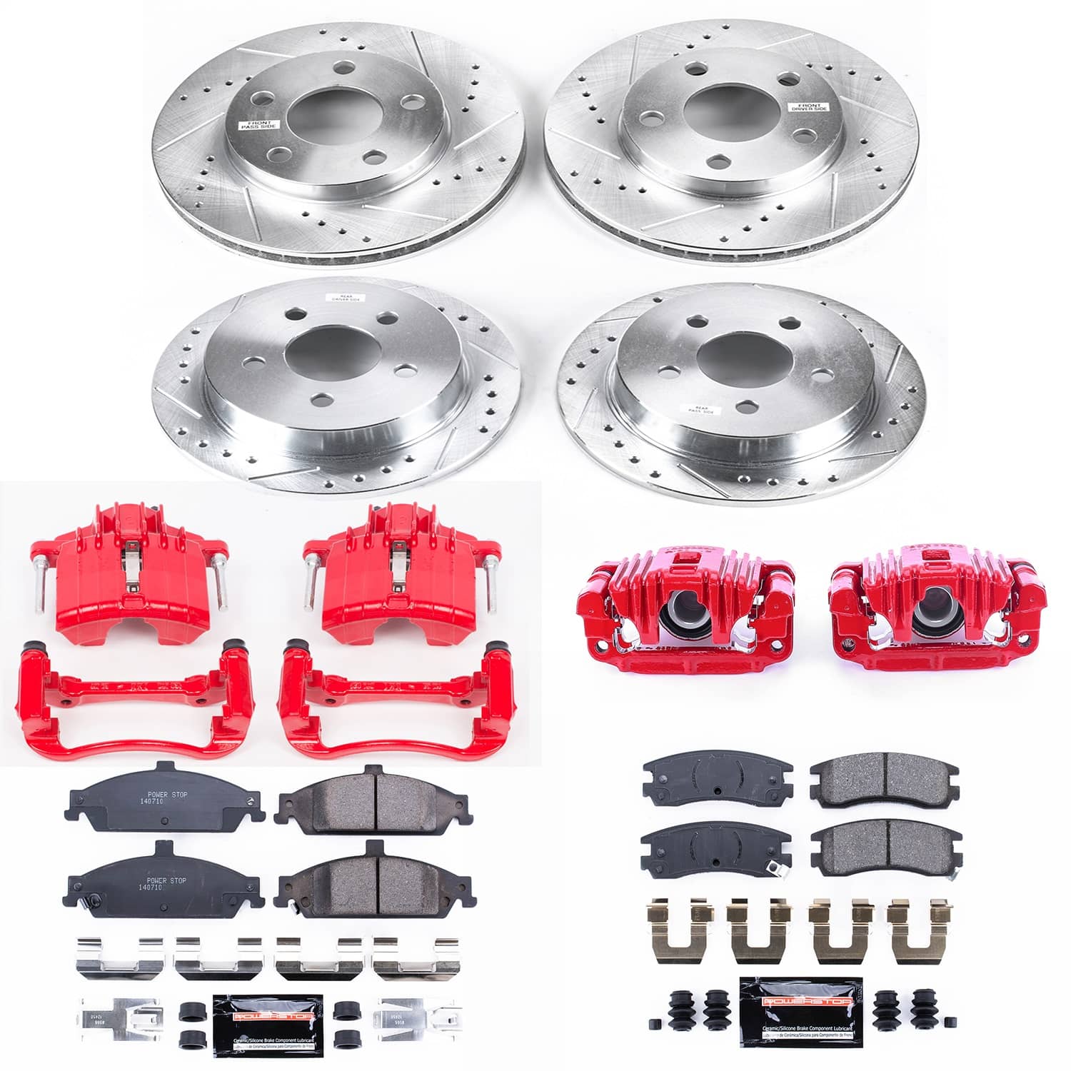 Power Stop - KC1552 - Front and Rear - Disc Brake Pad/Caliper and Rotor Kit