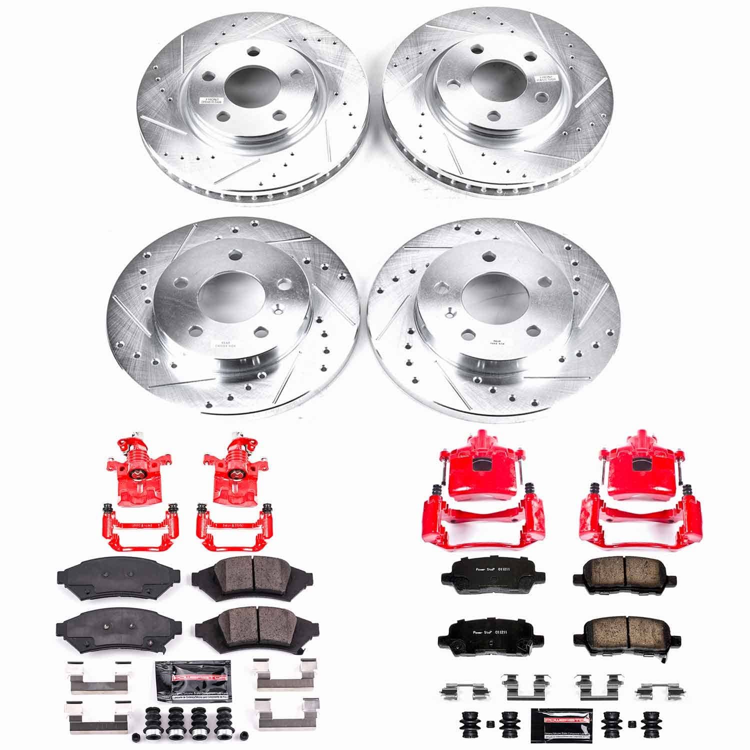 Power Stop - KC1587 - Front and Rear - Disc Brake Pad/Caliper and Rotor Kit