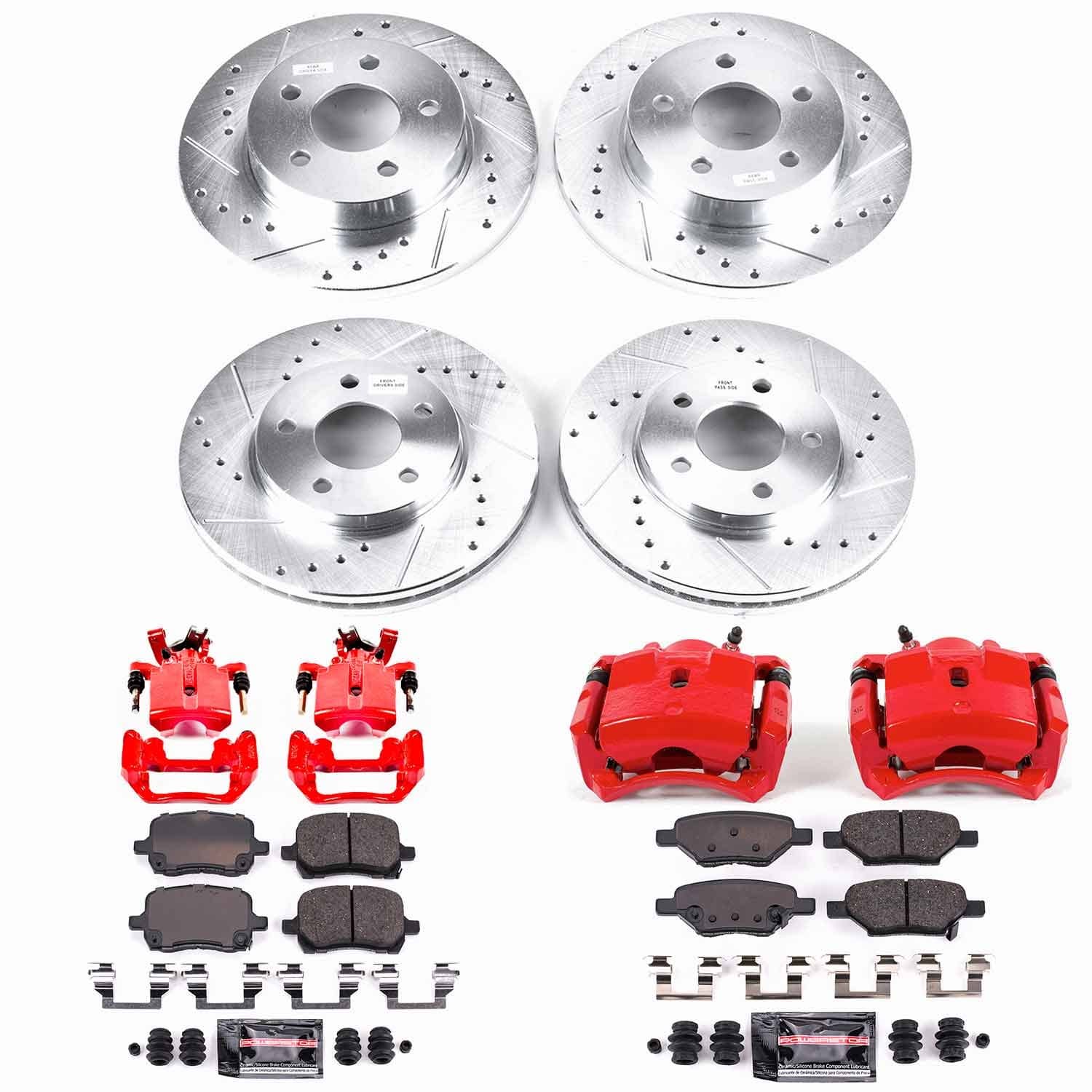 Power Stop - KC1618 - Front and Rear - Disc Brake Pad/Caliper and Rotor Kit