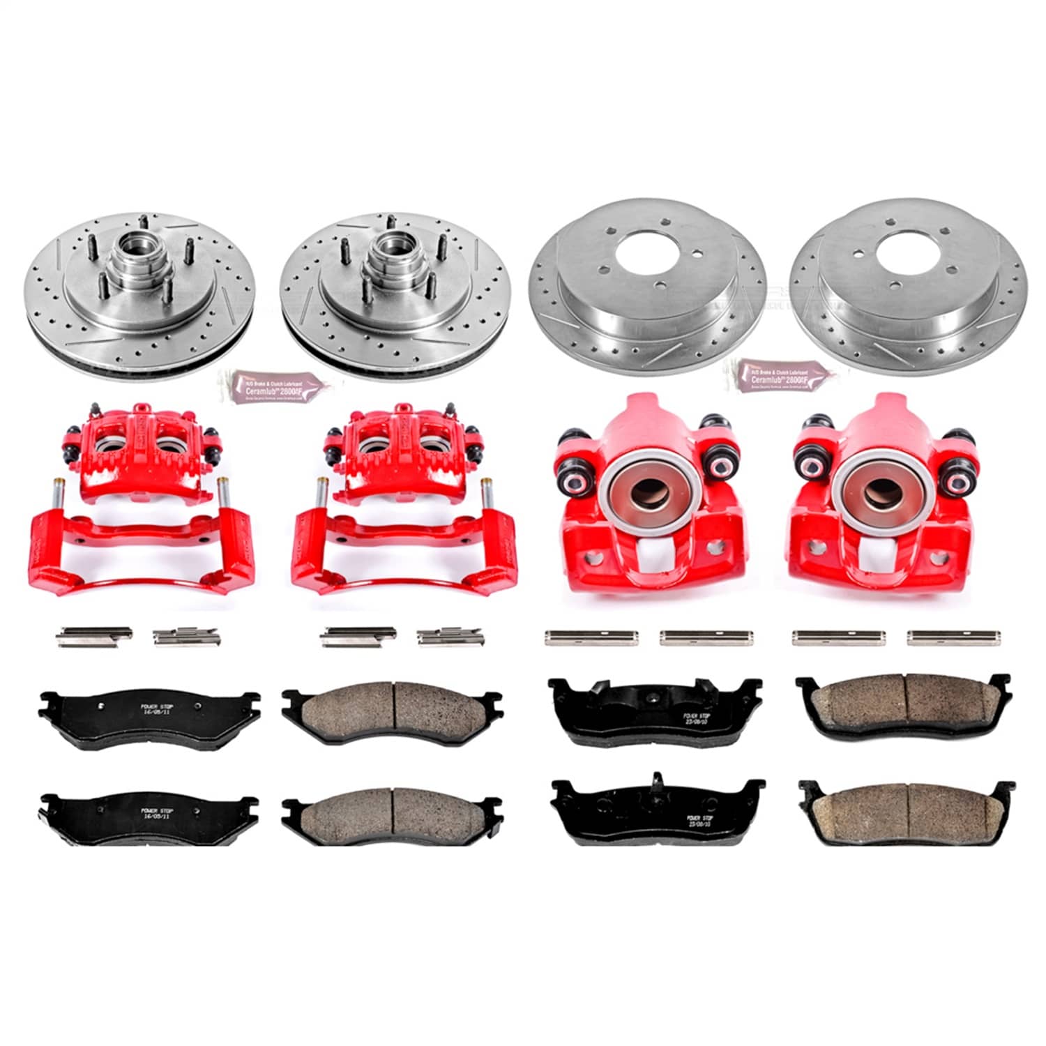 Power Stop - KC1880 - Front and Rear - Disc Brake Pad/Caliper and Rotor Kit