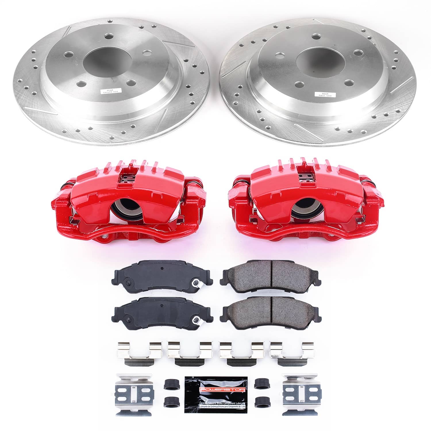 Power Stop - KC2008 - Rear - Disc Brake Pad/Caliper and Rotor Kit