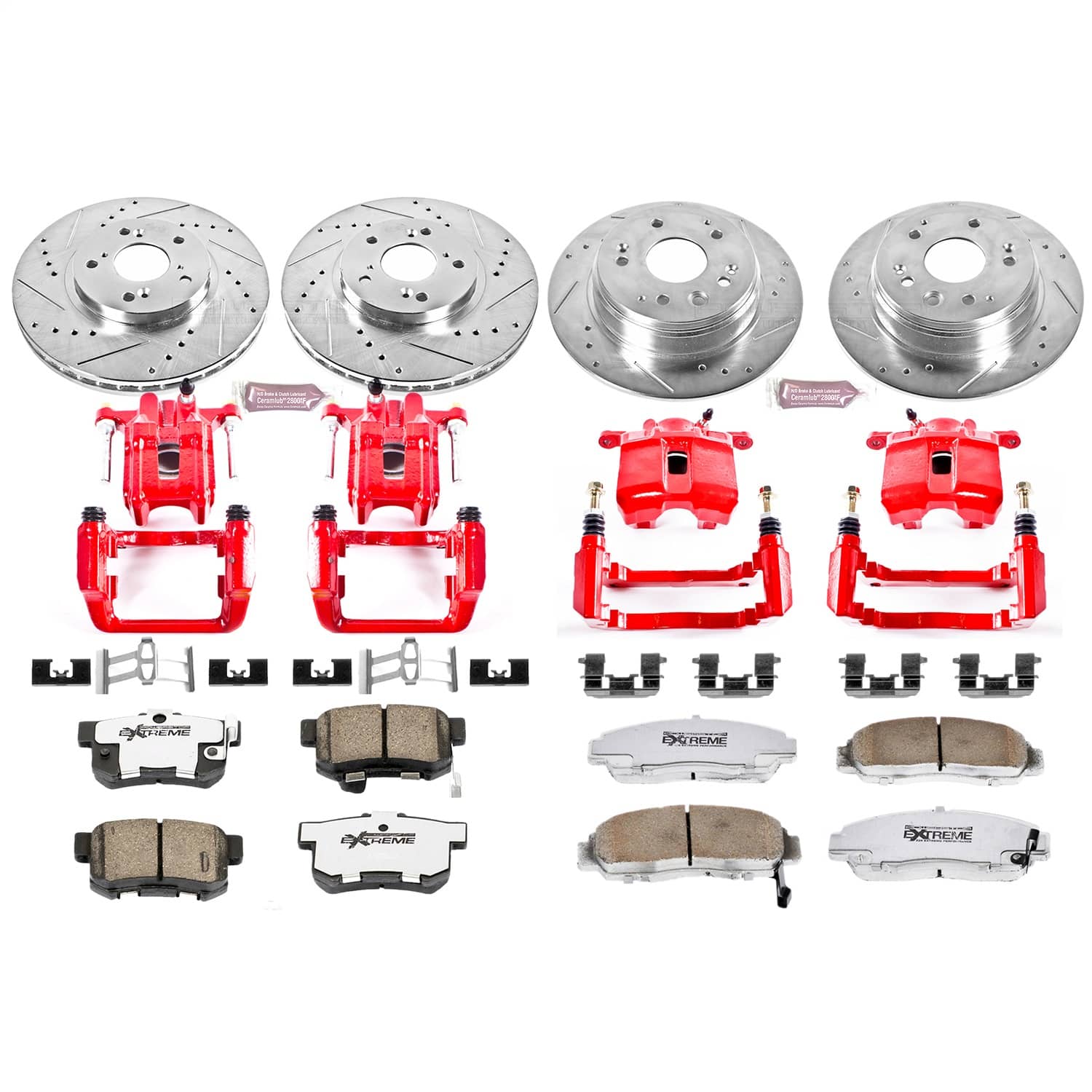 Power Stop - KC2295-26 - Front and Rear - Disc Brake Pad/Caliper and Rotor Kit