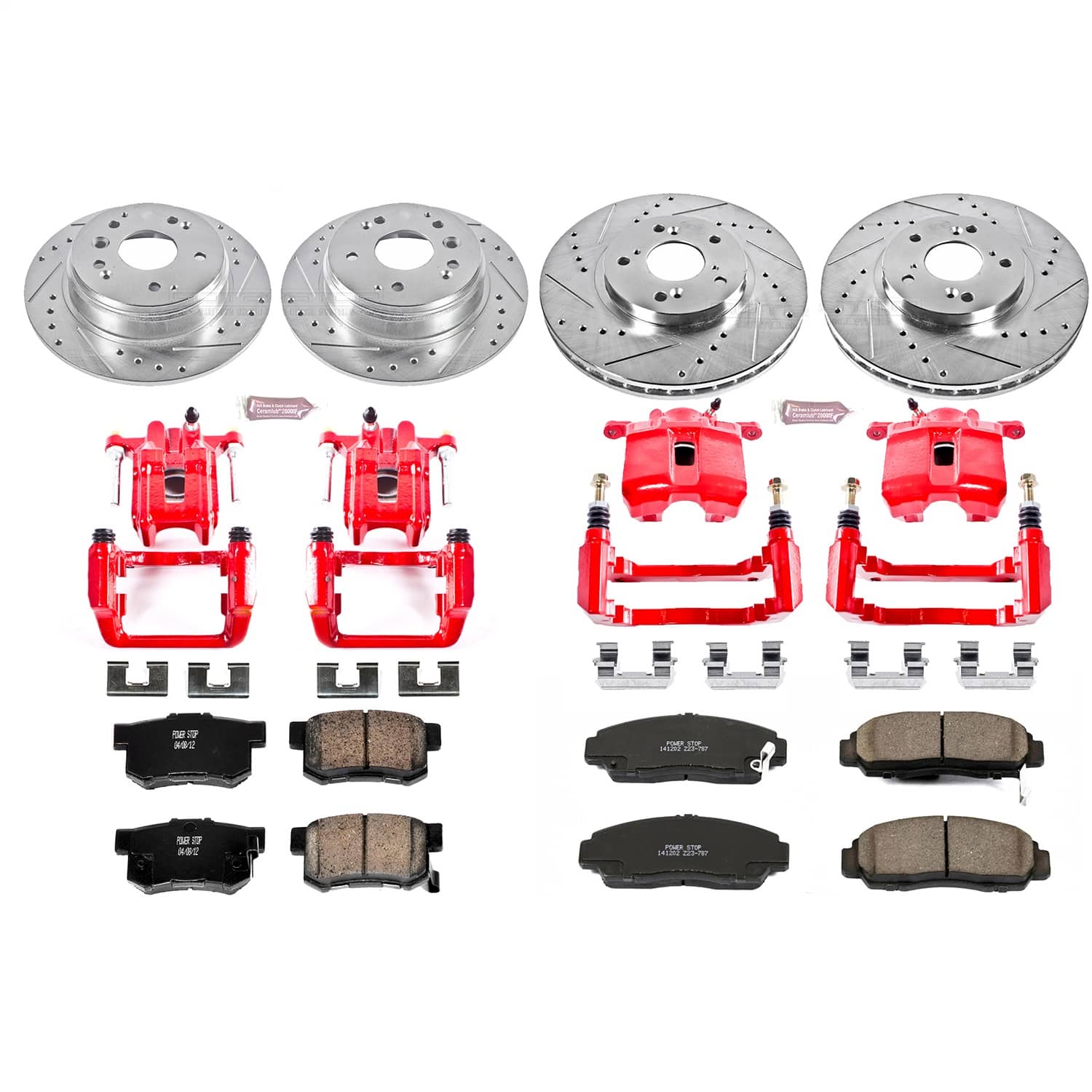 Power Stop - KC2298 - Front and Rear - Disc Brake Pad/Caliper and Rotor Kit