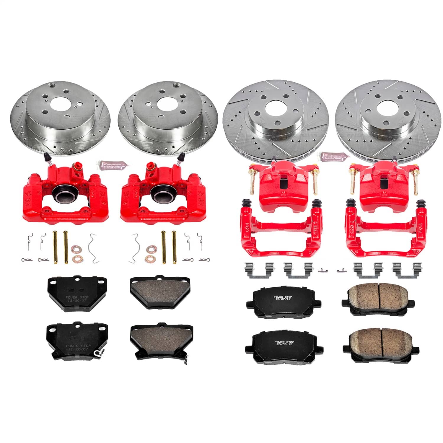 Power Stop - KC2317 - Front and Rear - Disc Brake Pad/Caliper and Rotor Kit