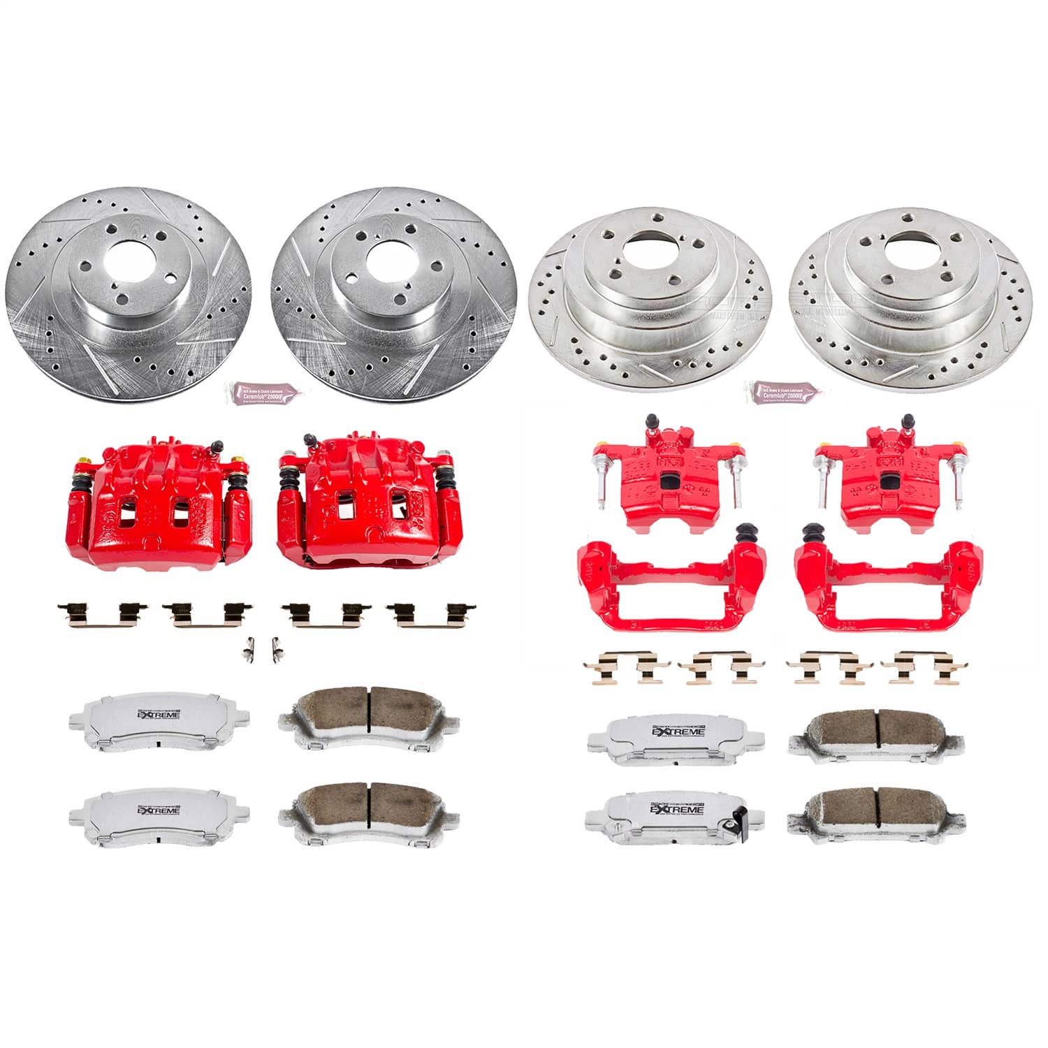 Power Stop - KC2371-26 - Front and Rear - Disc Brake Pad/Caliper and Rotor Kit