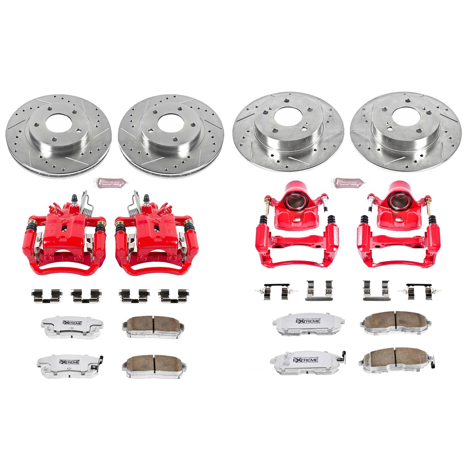 Power Stop - KC2703-26 - Front and Rear - Disc Brake Pad/Caliper and Rotor Kit