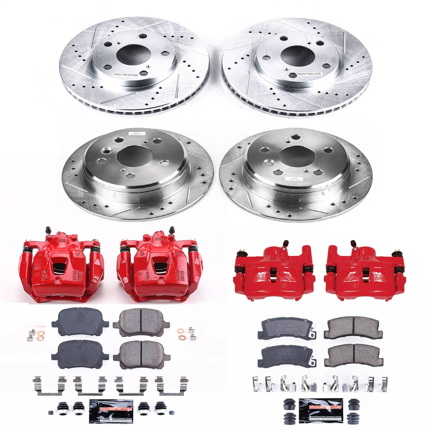 Power Stop - KC2713 - Front and Rear - Disc Brake Pad/Caliper and Rotor Kit