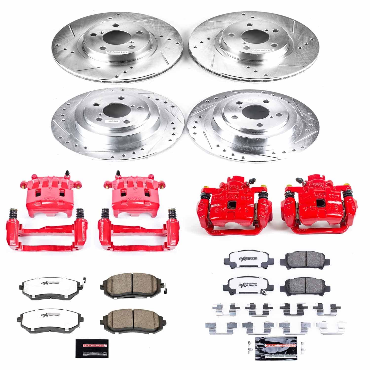 Power Stop - KC2750-26 - Front and Rear - Disc Brake Pad/Caliper and Rotor Kit