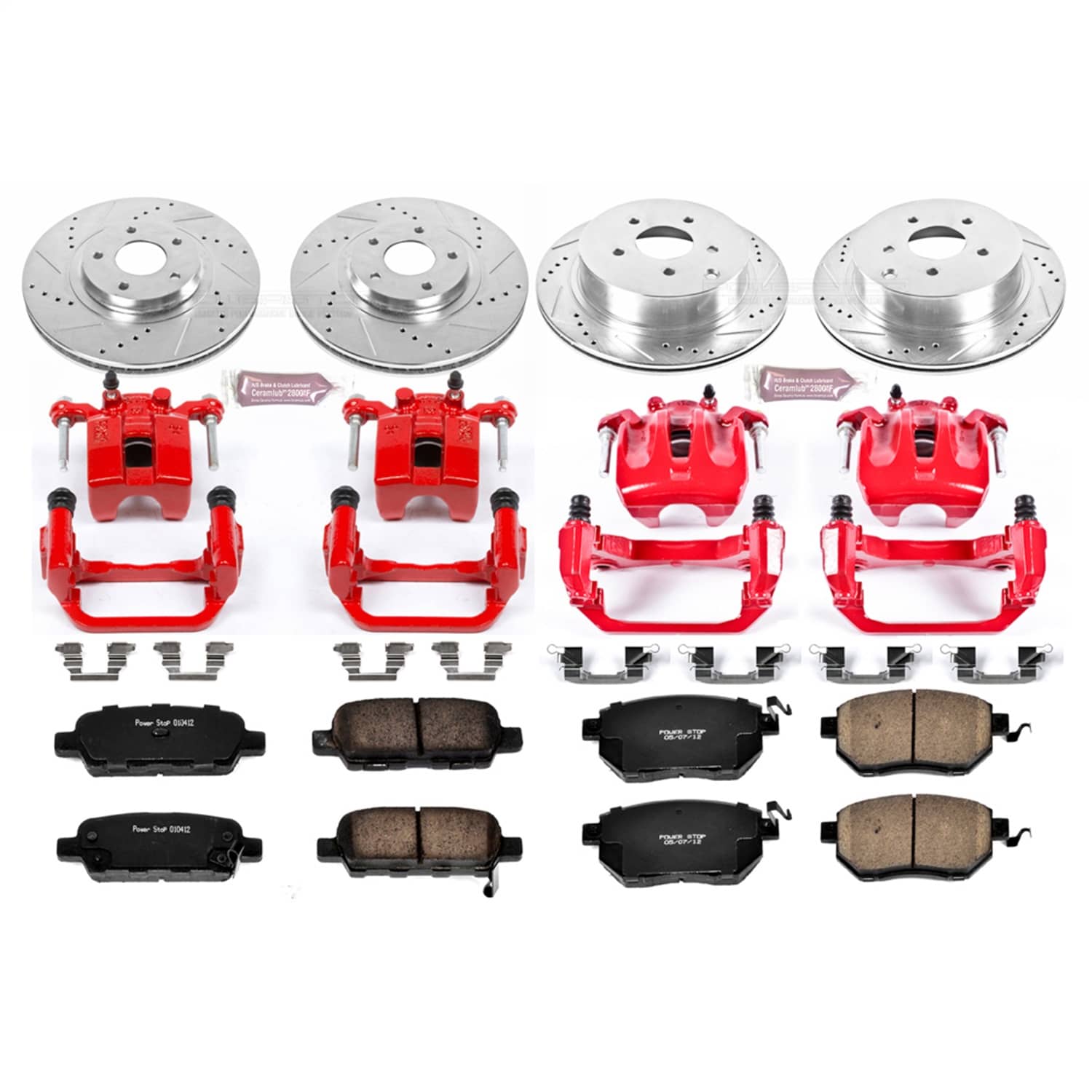Power Stop - KC2767 - Front and Rear - Disc Brake Pad/Caliper and Rotor Kit