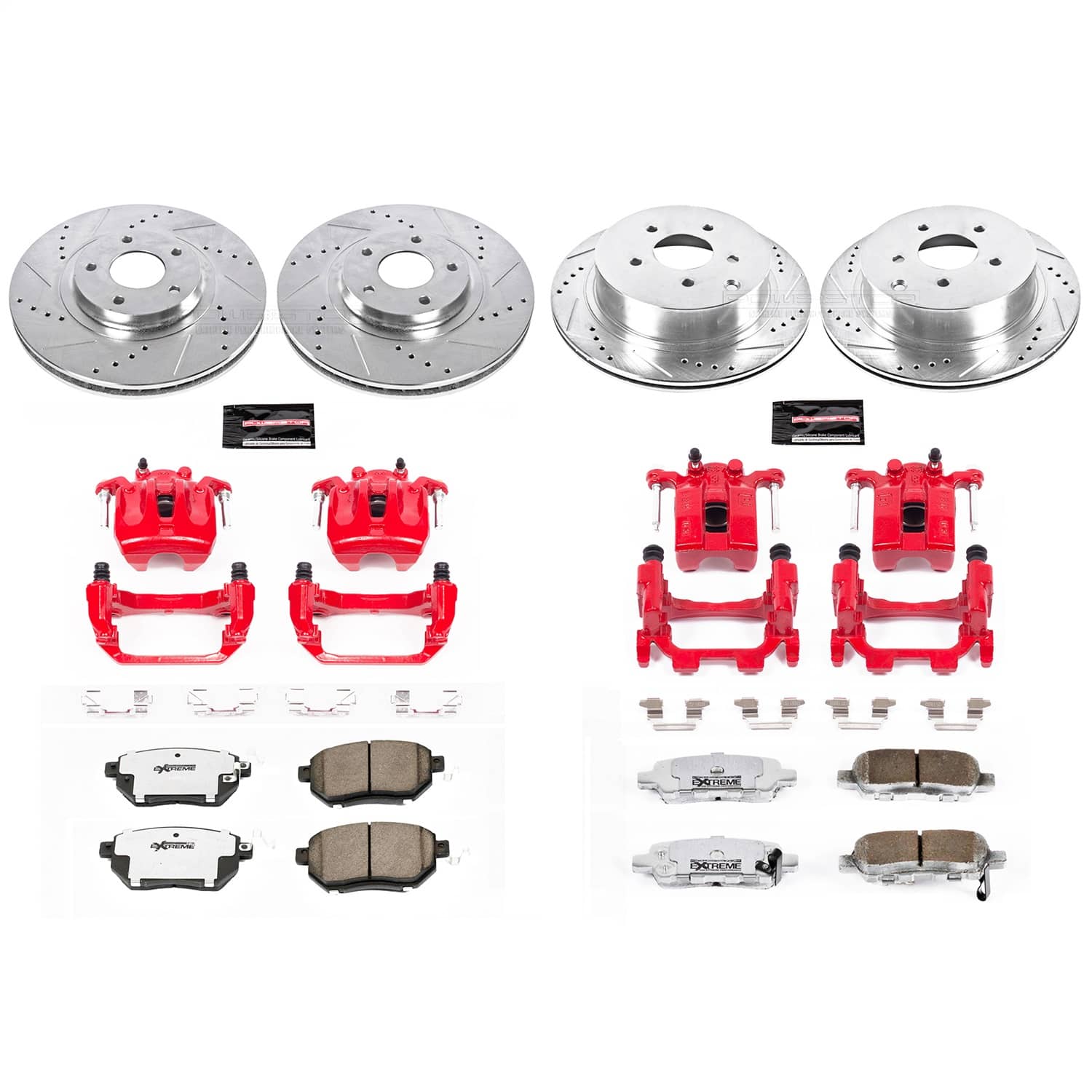 Power Stop - KC2767B-26 - Front and Rear - Disc Brake Pad/Caliper and Rotor Kit