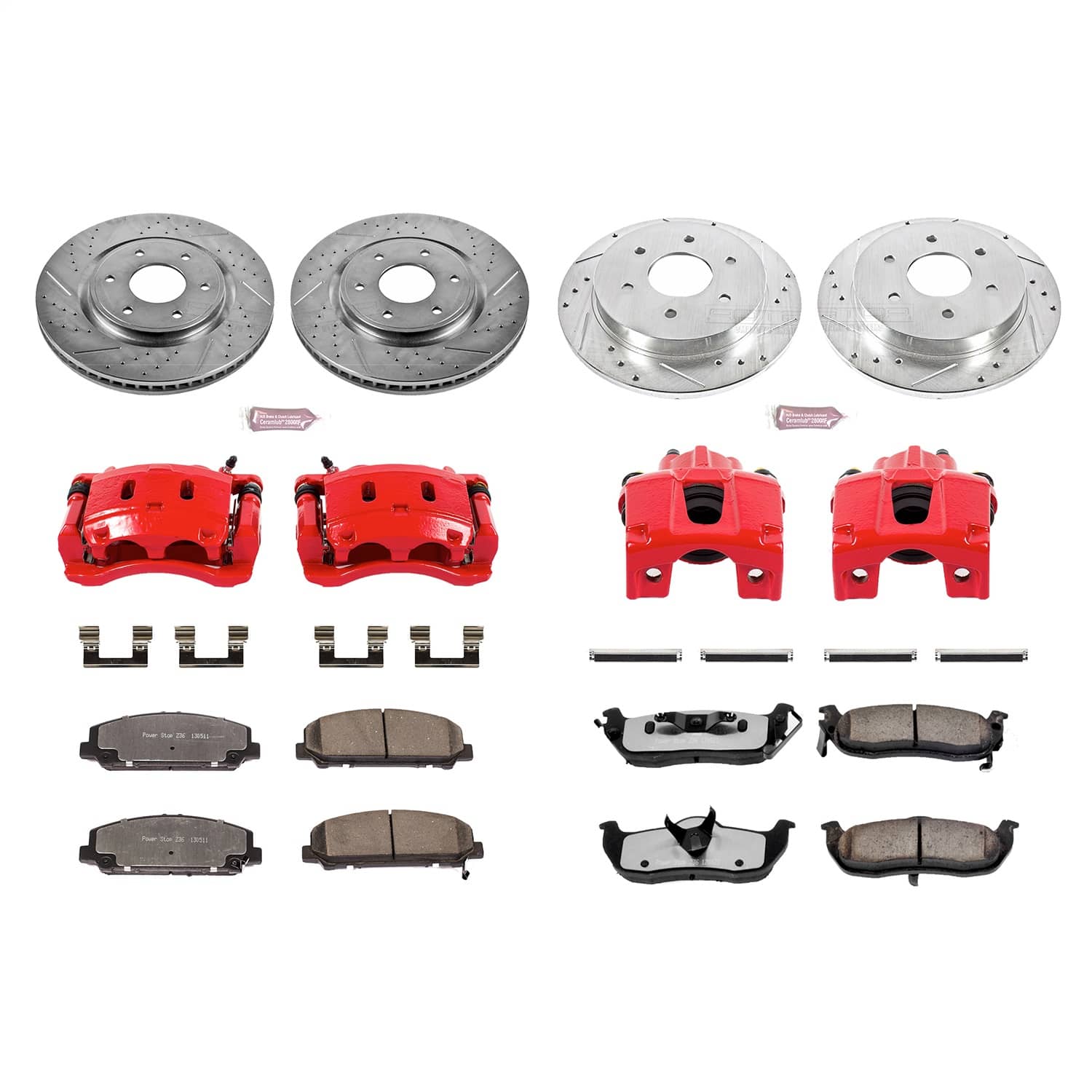 Power Stop - KC2804-36 - Front and Rear - Disc Brake Pad/Caliper and Rotor Kit