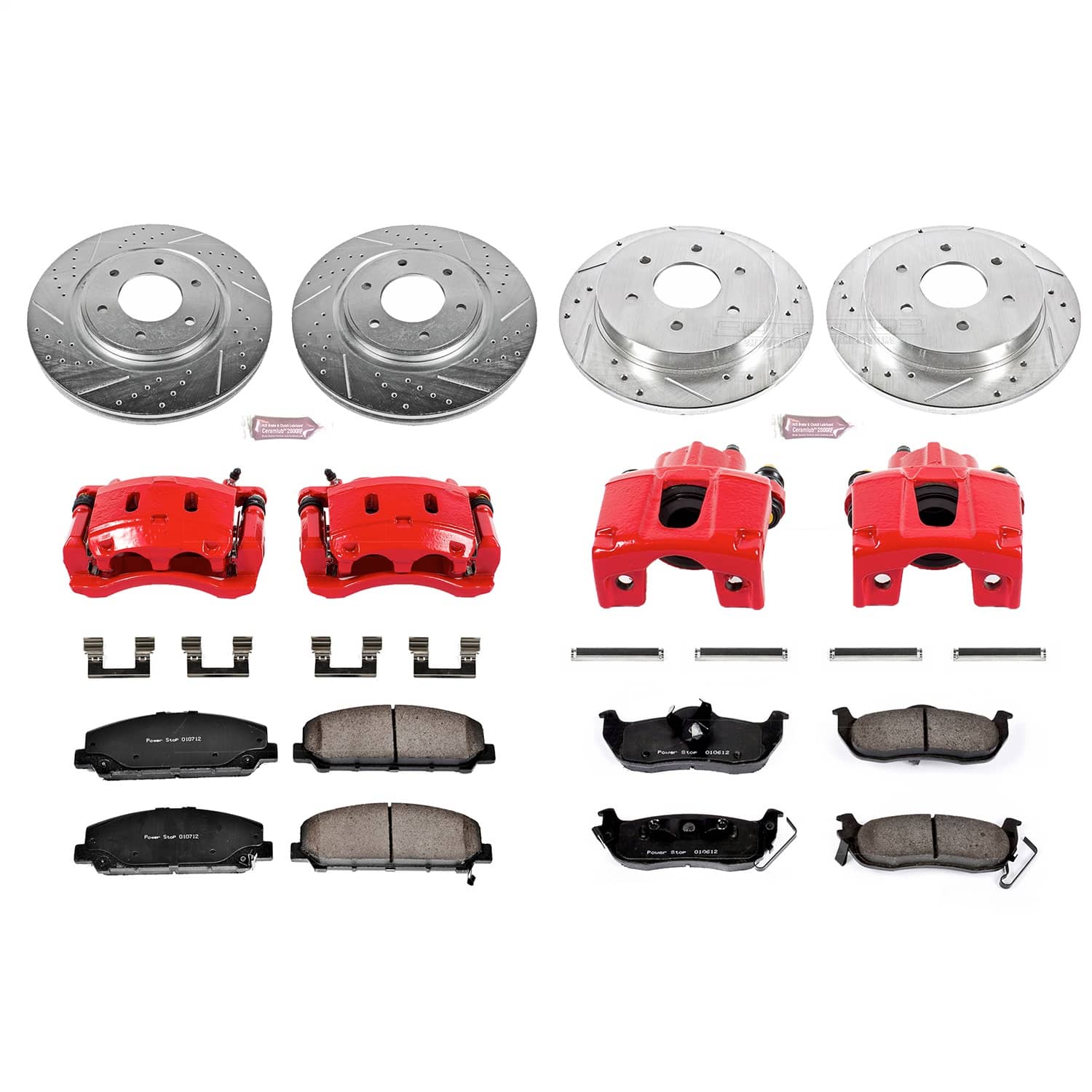 Power Stop - KC2805 - Front and Rear - Disc Brake Pad/Caliper and Rotor Kit
