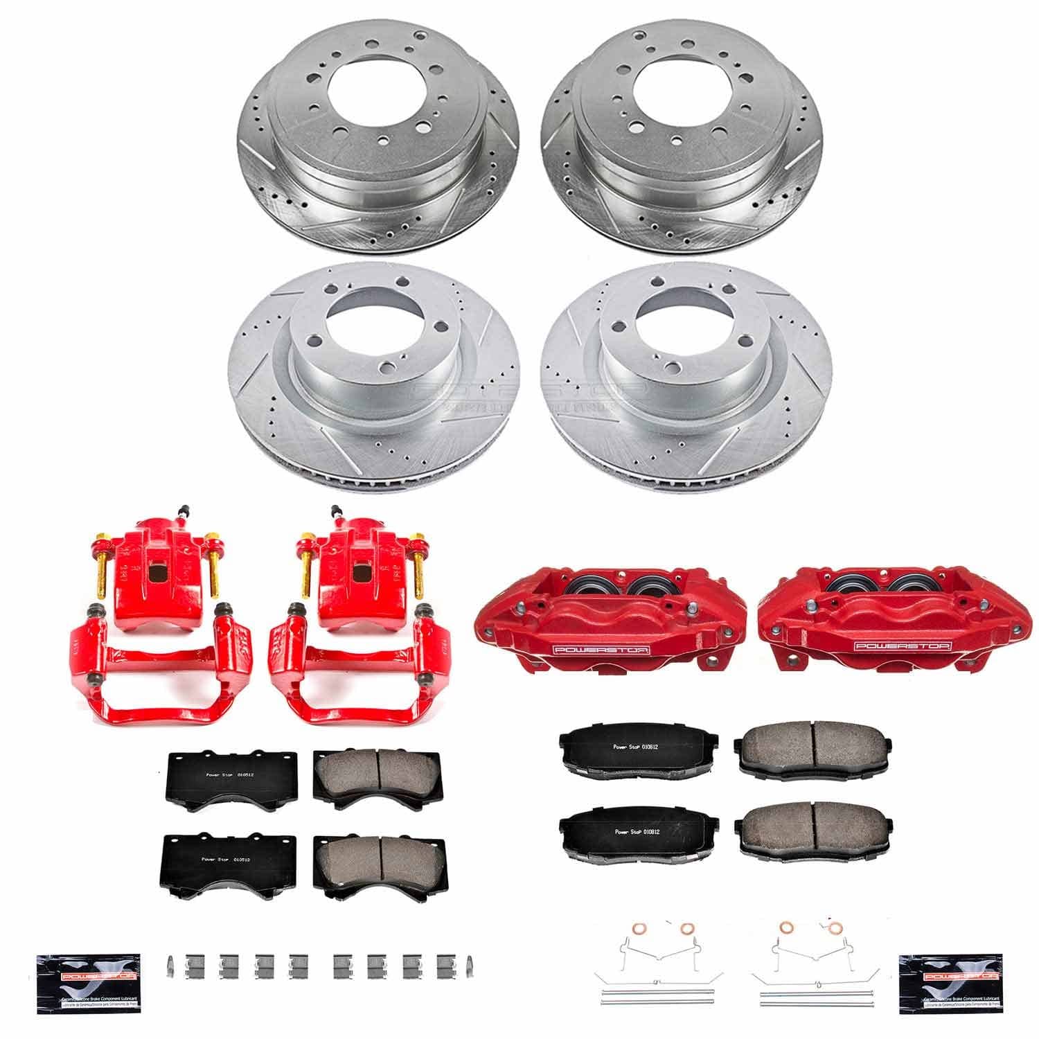 Power Stop - KC2813A - Front and Rear - Disc Brake Pad/Caliper and Rotor Kit