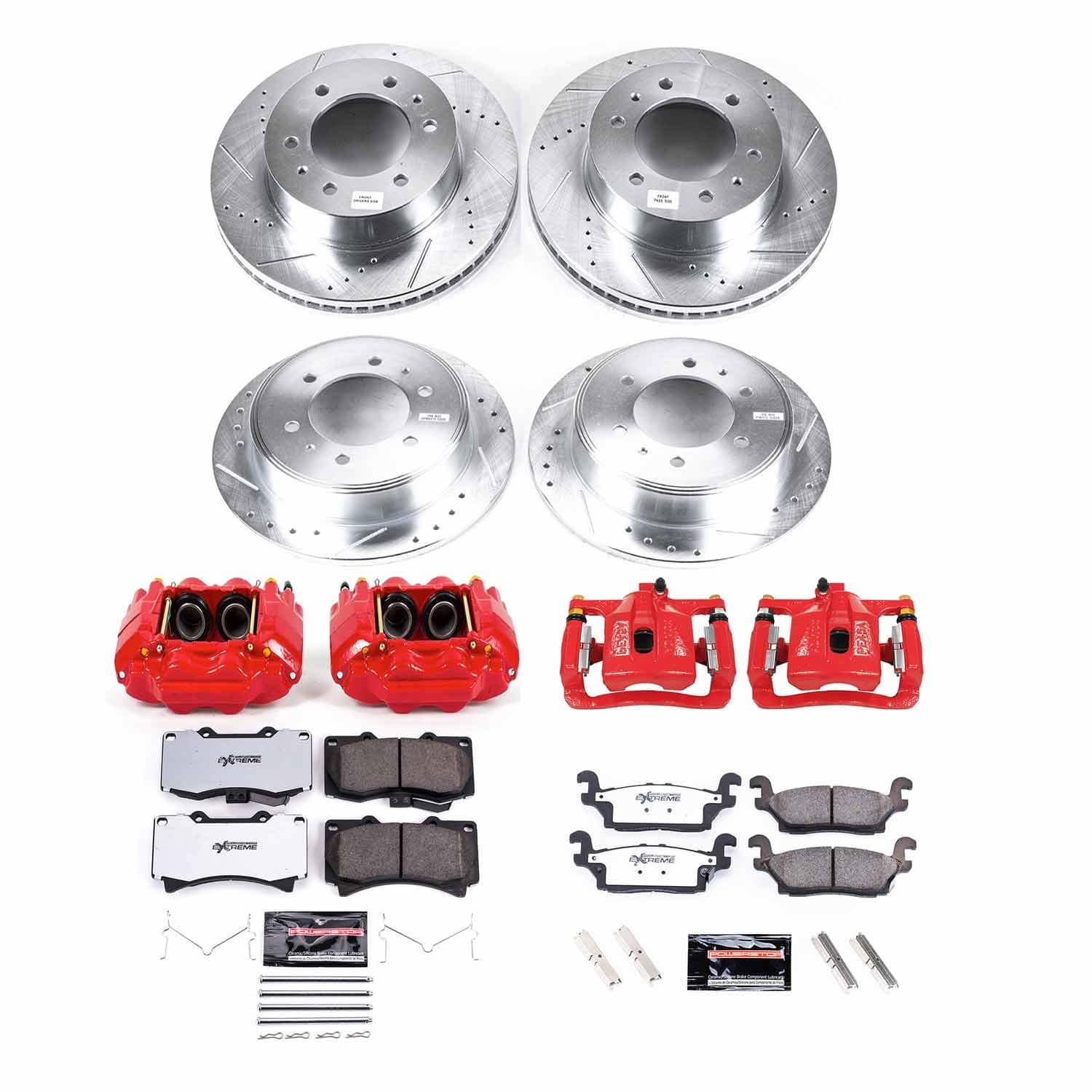 Power Stop - KC2820-36 - Front and Rear - Disc Brake Pad/Caliper and Rotor Kit