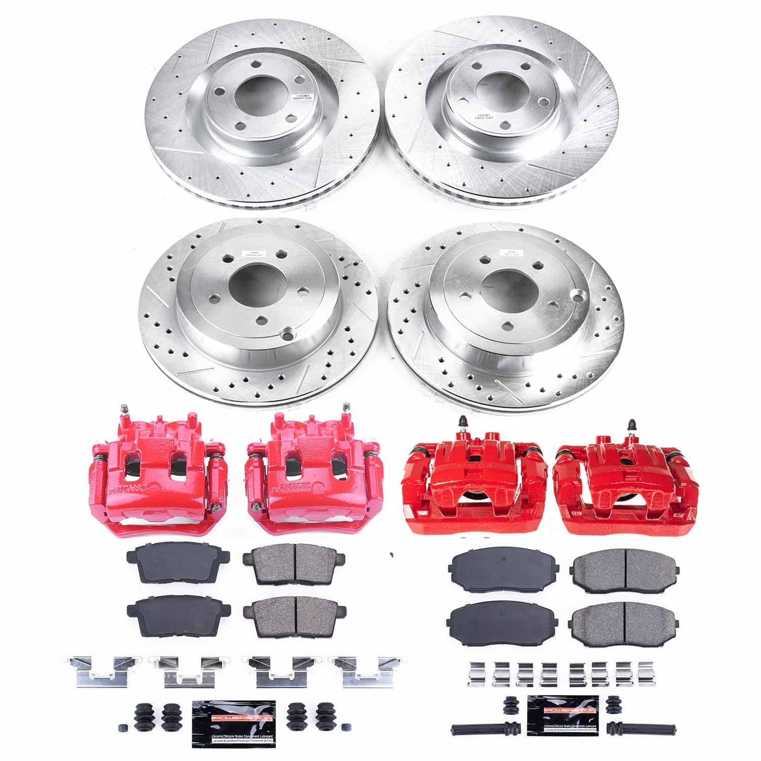 Power Stop - KC2829 - Front and Rear - Disc Brake Pad/Caliper and Rotor Kit