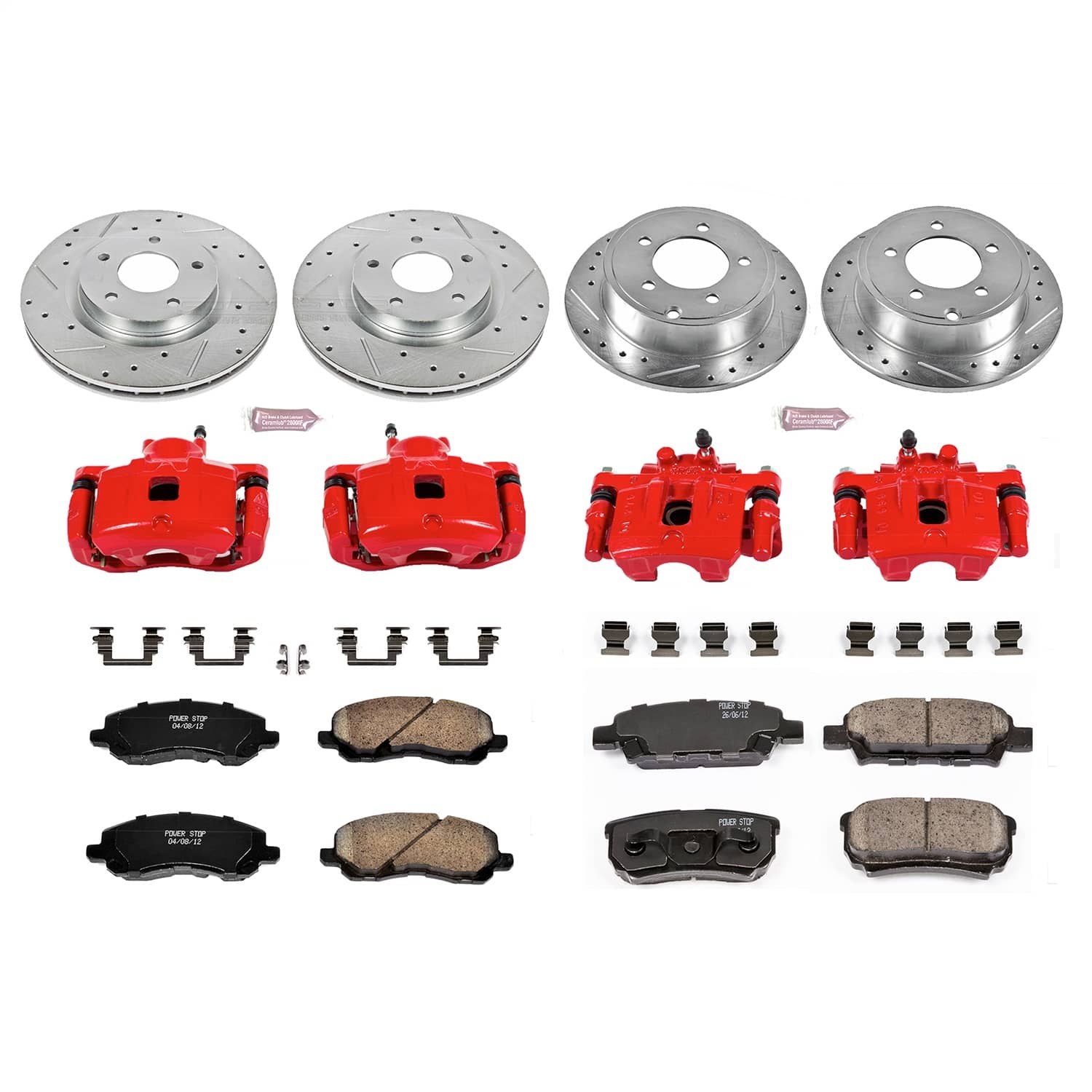 Power Stop - KC2840 - Front and Rear - Disc Brake Pad/Caliper and Rotor Kit