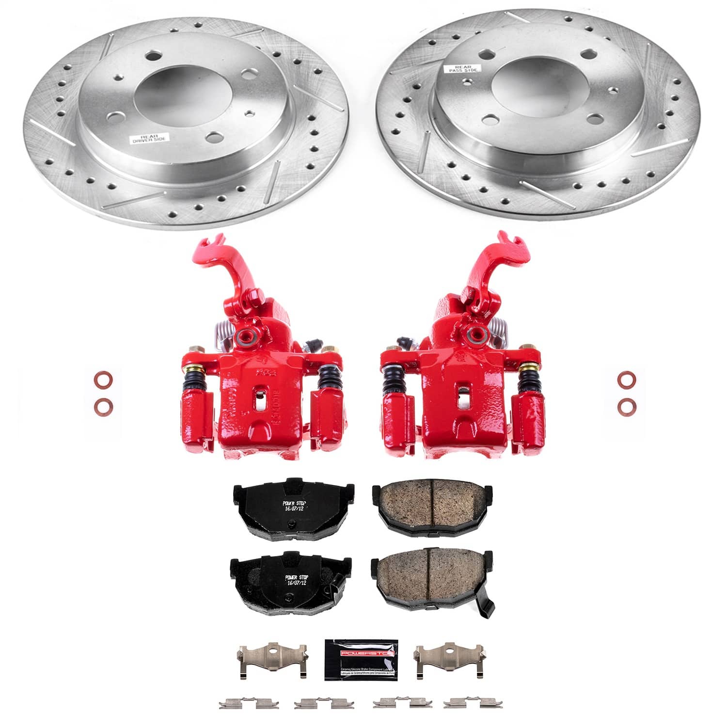 Power Stop - KC3106B - Rear - Disc Brake Pad/Caliper and Rotor Kit