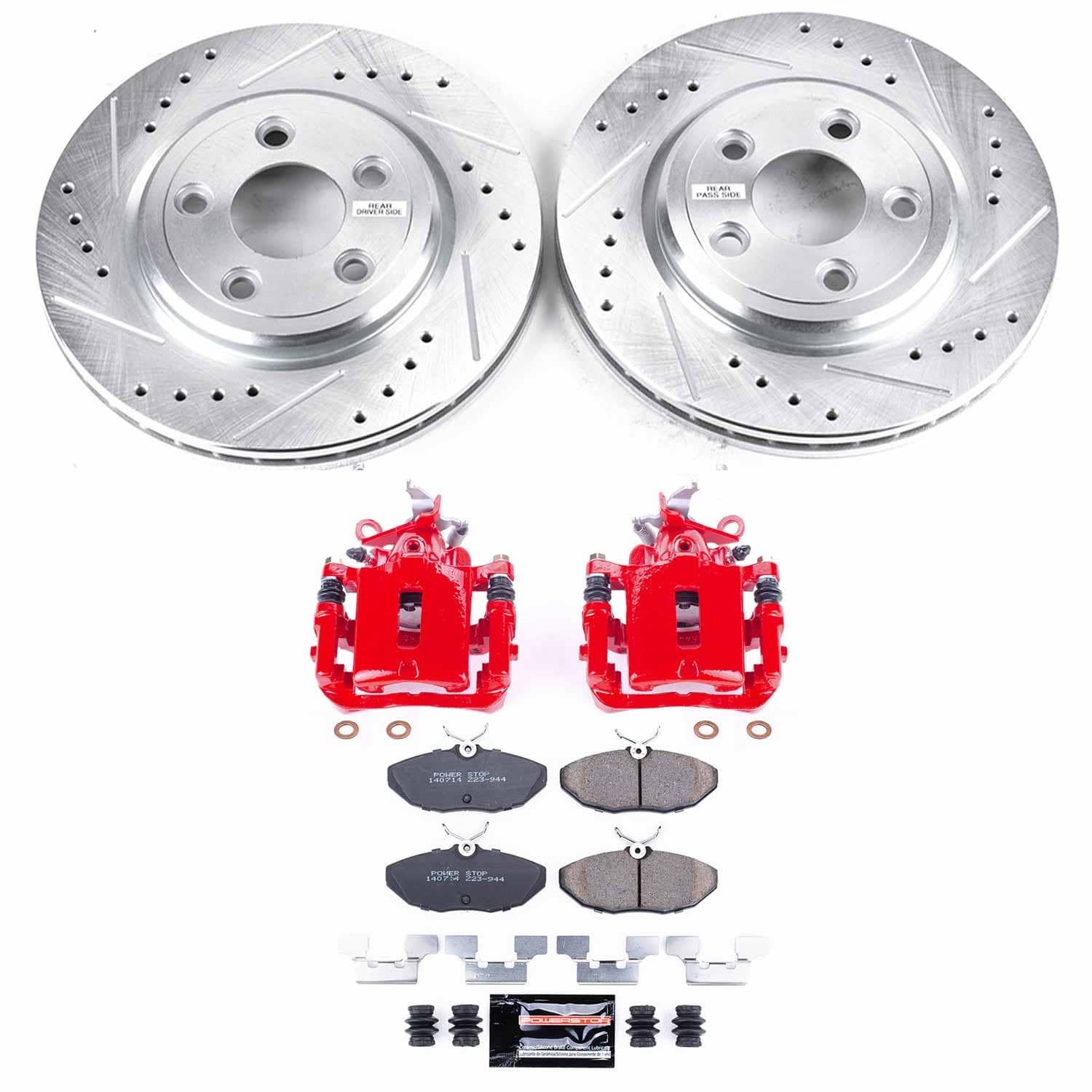 Power Stop - KC3141 - Rear - Disc Brake Pad/Caliper and Rotor Kit