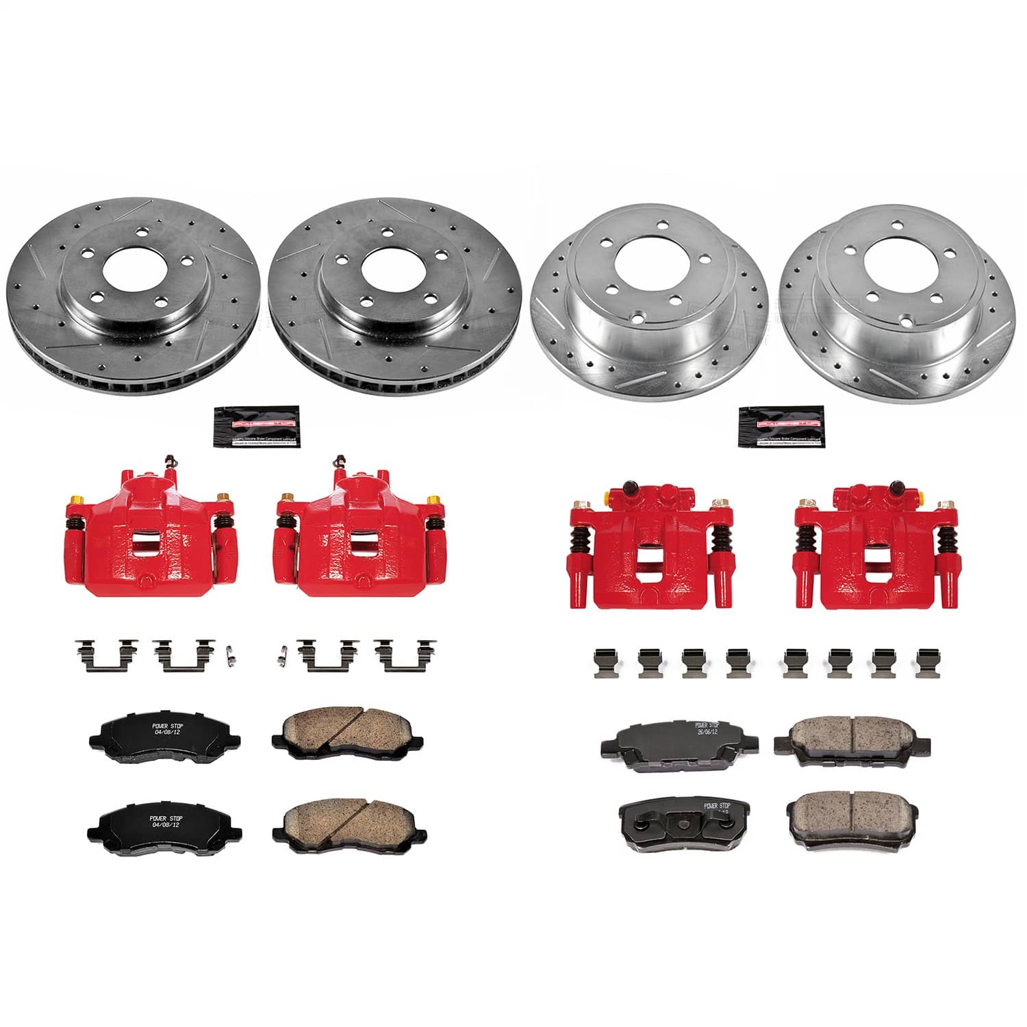 Power Stop - KC4017A - Front and Rear - Disc Brake Pad/Caliper and Rotor Kit