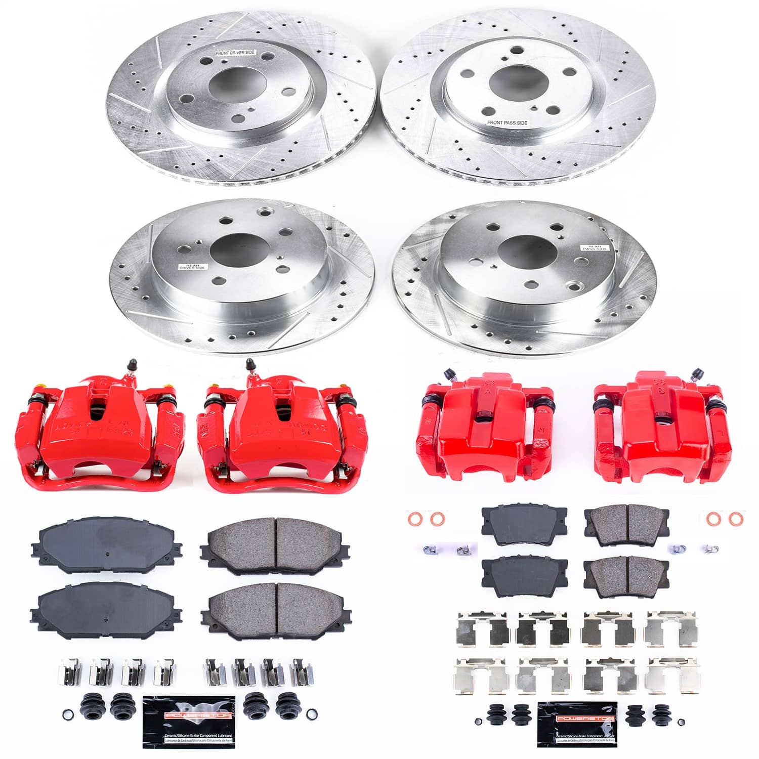 Power Stop - KC4099 - Front and Rear - Disc Brake Pad/Caliper and Rotor Kit