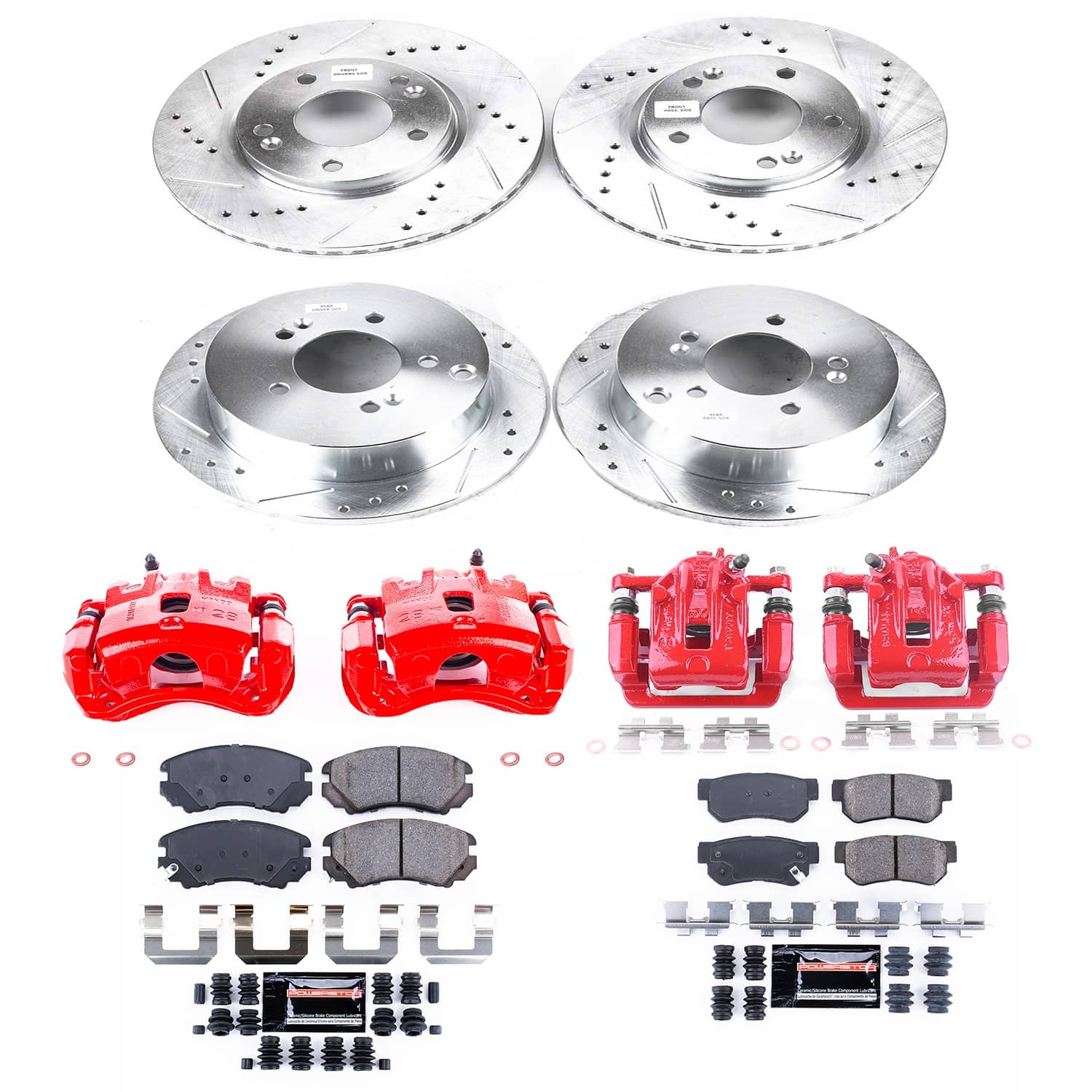 Power Stop - KC4448 - Front and Rear - Disc Brake Pad/Caliper and Rotor Kit