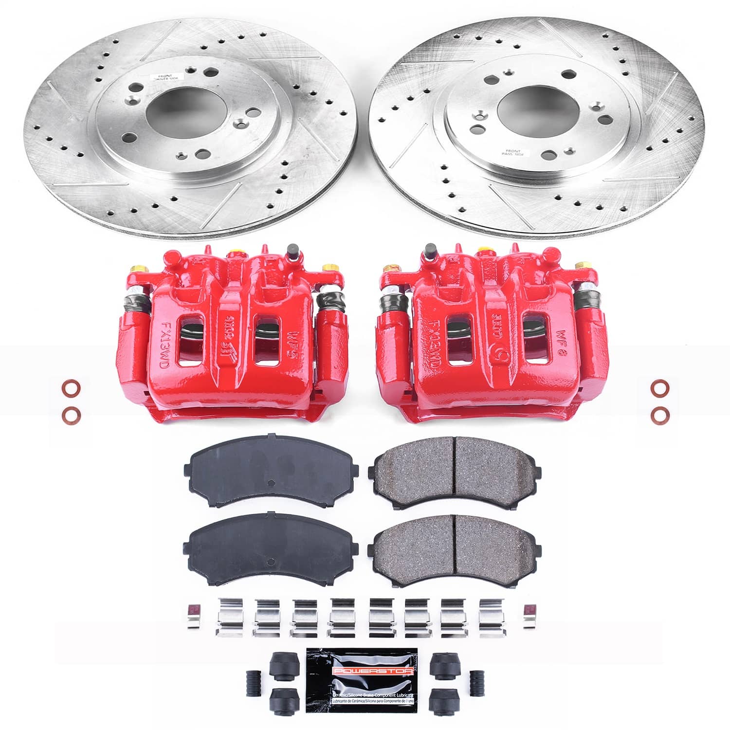 Power Stop - KC5258 - Front - Disc Brake Pad/Caliper and Rotor Kit