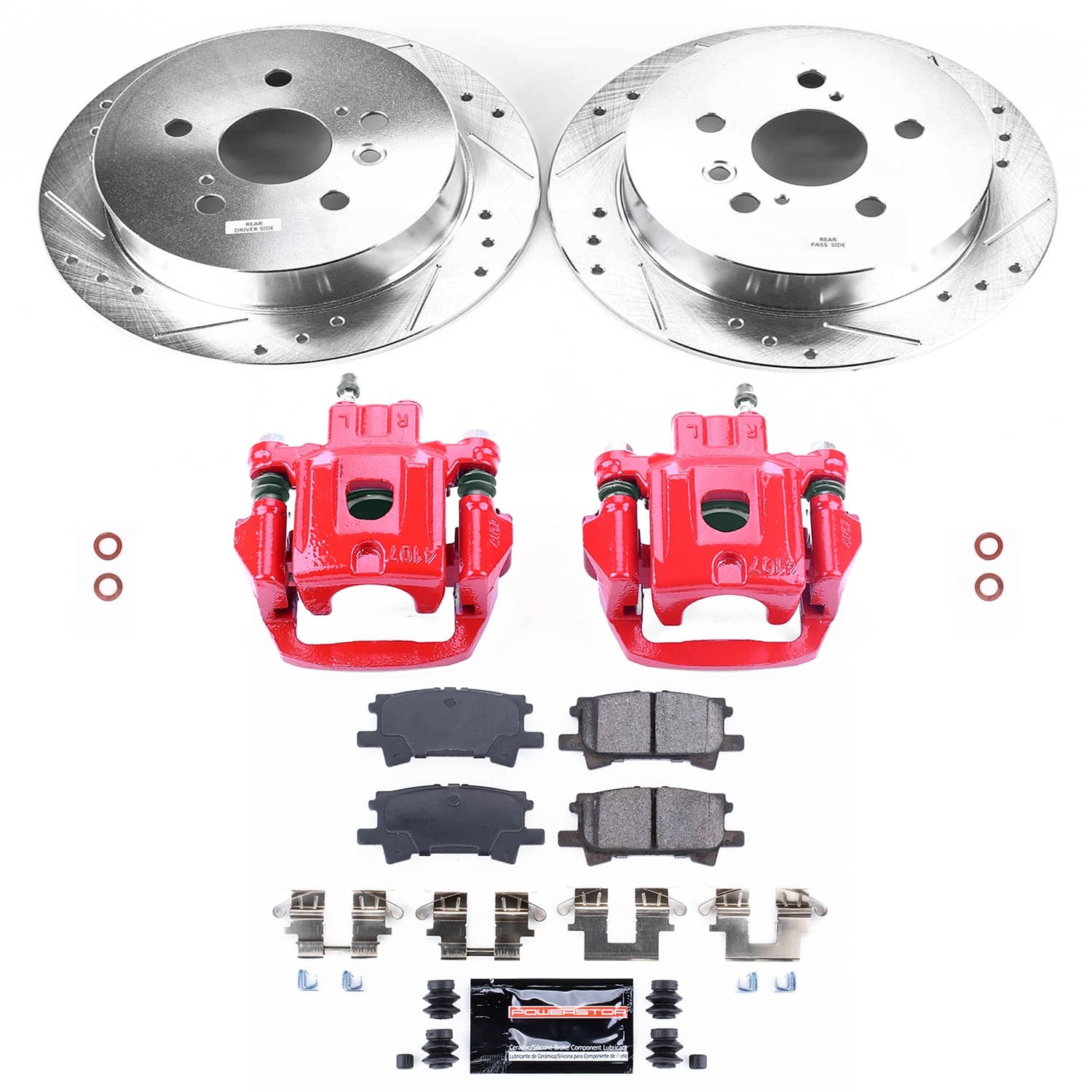 Power Stop - KC5333A - Rear - Disc Brake Pad/Caliper and Rotor Kit