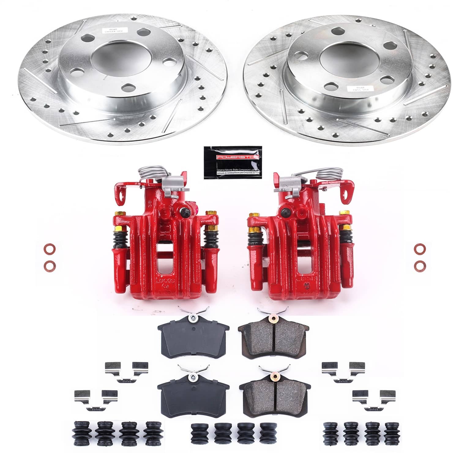 Power Stop - KC585 - Rear - Disc Brake Pad/Caliper and Rotor Kit