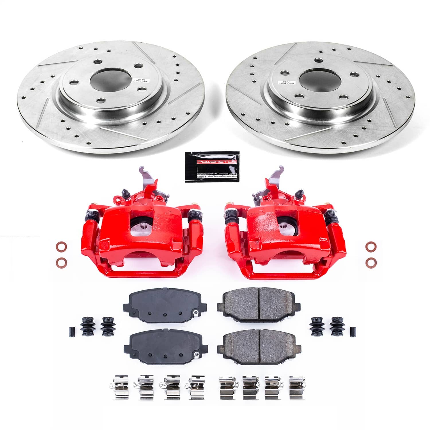 Power Stop - KC5961B - Rear - Disc Brake Pad/Caliper and Rotor Kit
