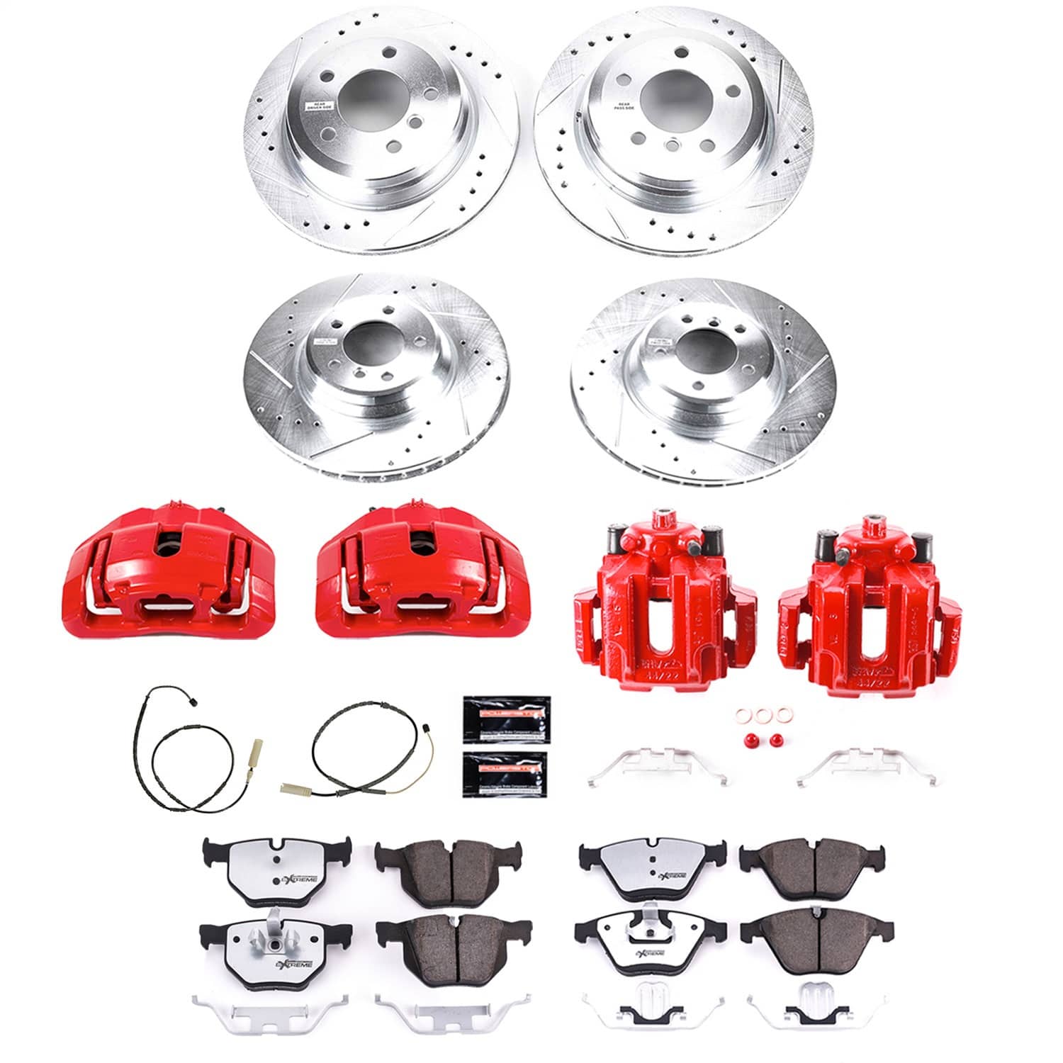 Power Stop - KC6059-26 - Front and Rear - Disc Brake Pad/Caliper and Rotor Kit