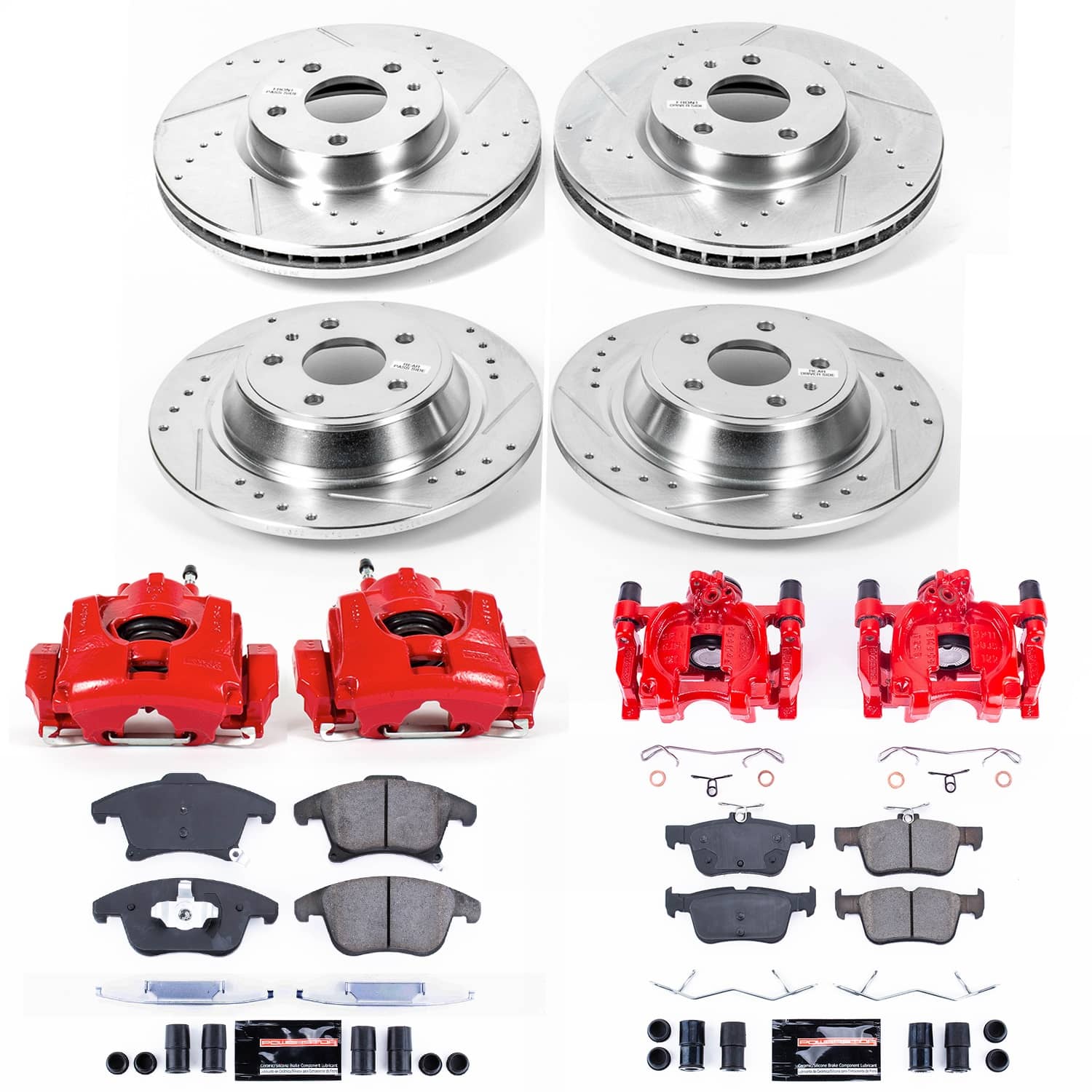 Power Stop - KC6556A - Front and Rear - Disc Brake Pad/Caliper and Rotor Kit