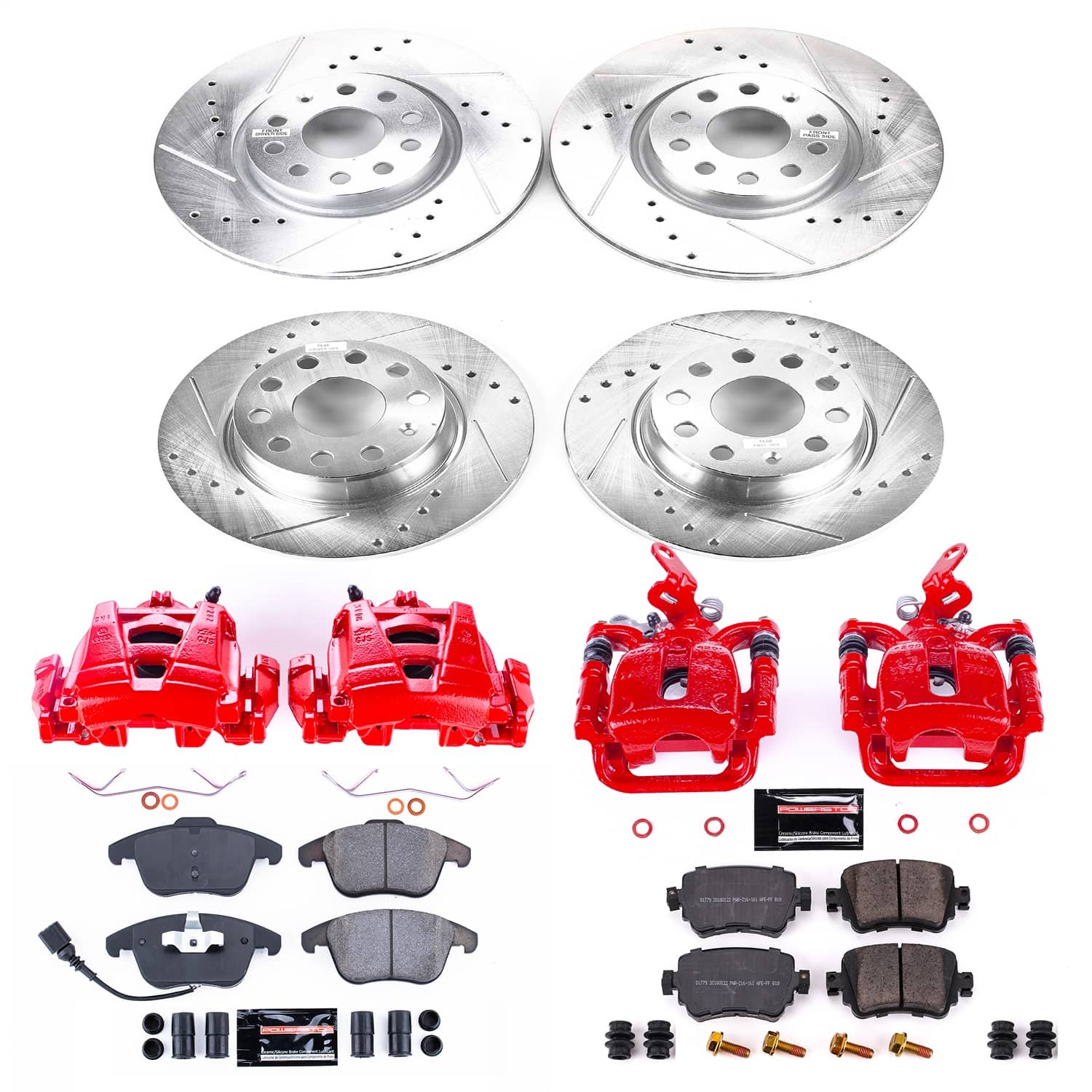 Power Stop - KC7501 - Front and Rear - Disc Brake Pad/Caliper and Rotor Kit