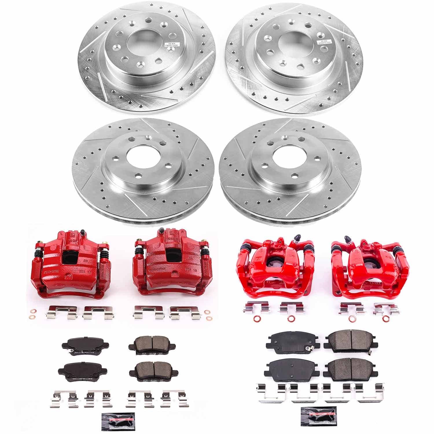 Power Stop - KC7564 - Front and Rear - Disc Brake Pad/Caliper and Rotor Kit