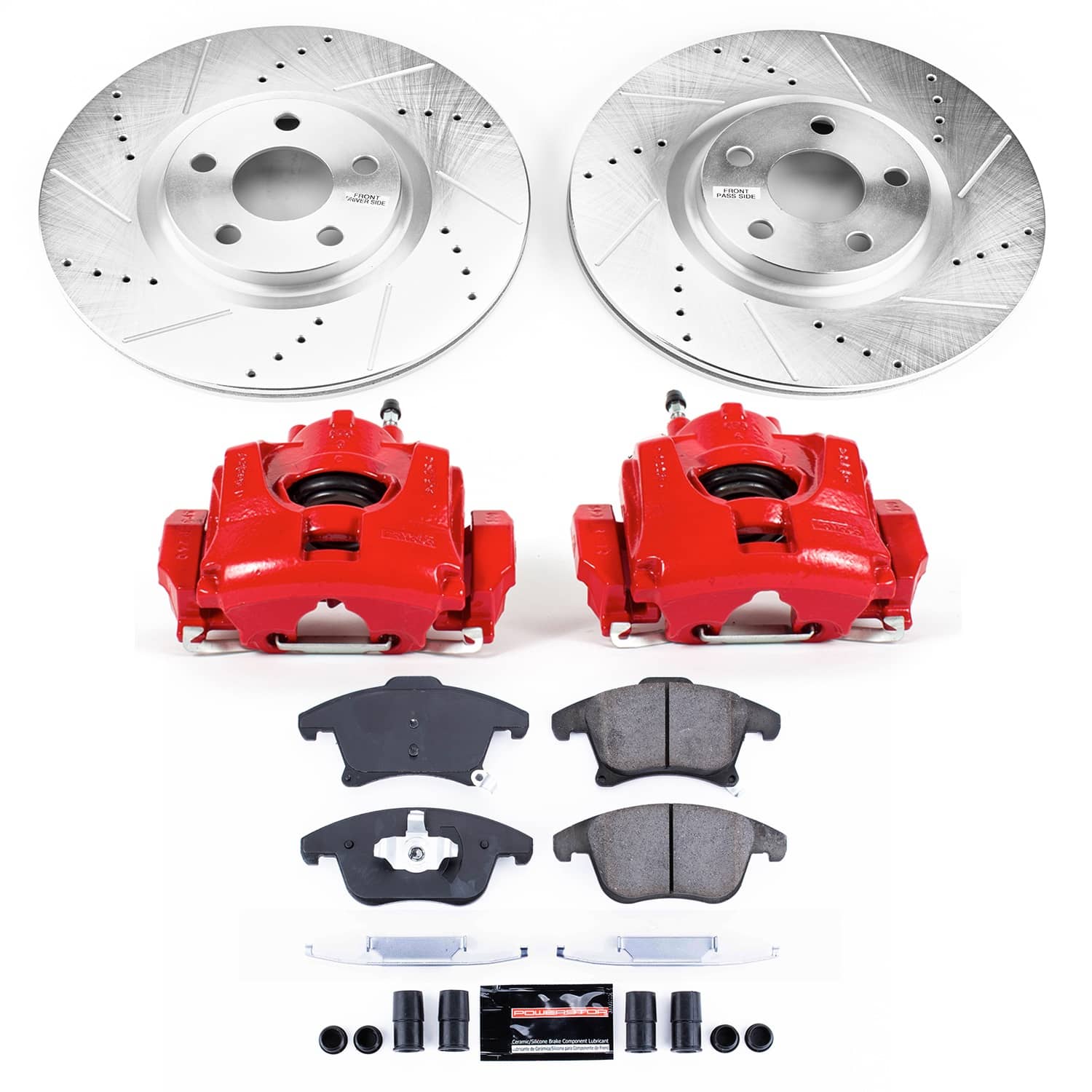 Power Stop - KC7885 - Front - Disc Brake Pad/Caliper and Rotor Kit