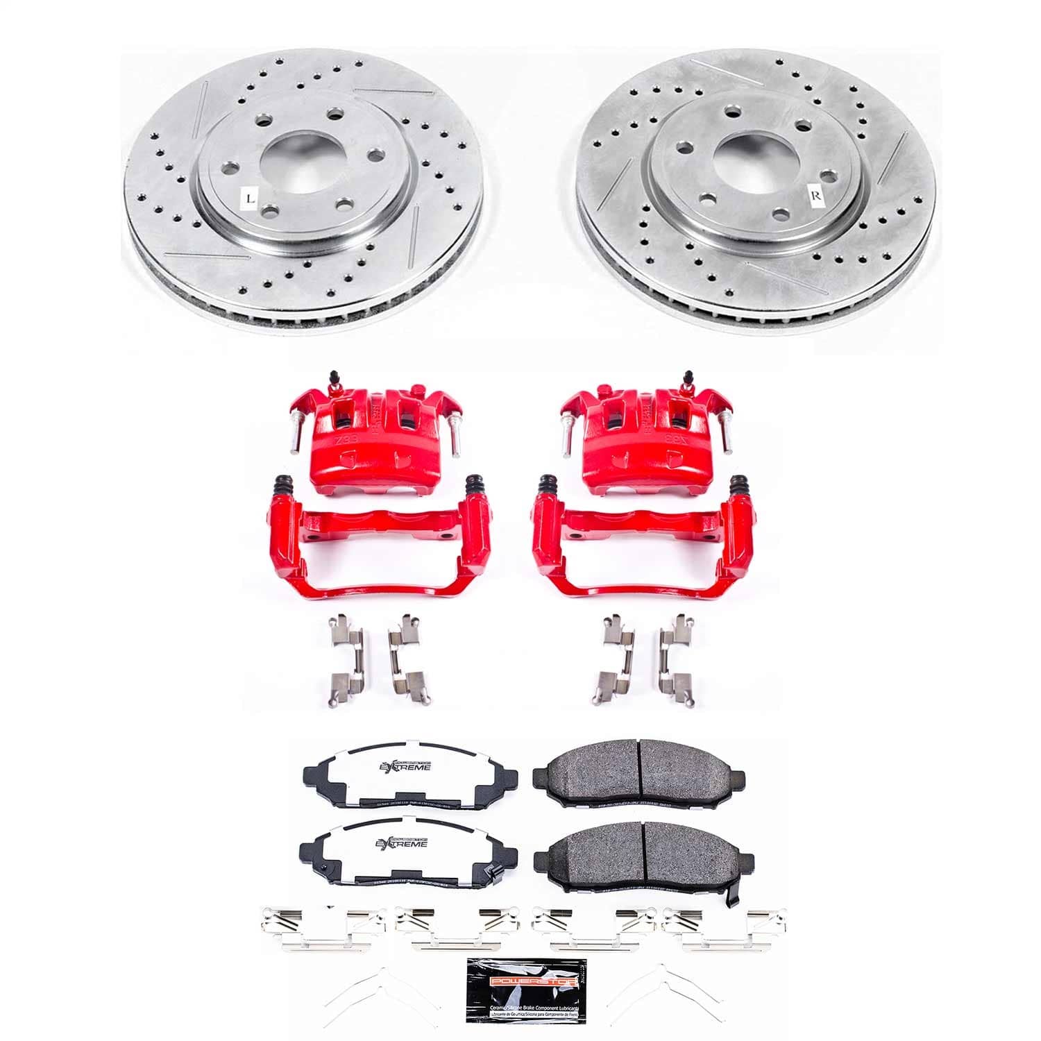 Power Stop - KC8324-36 - Front - Disc Brake Pad/Caliper and Rotor Kit