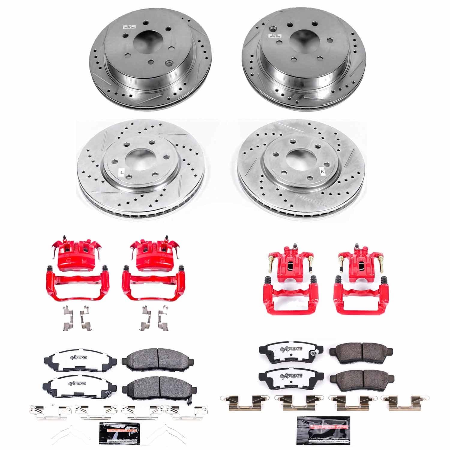 Power Stop - KC8357-36 - Front and Rear - Disc Brake Pad/Caliper and Rotor Kit