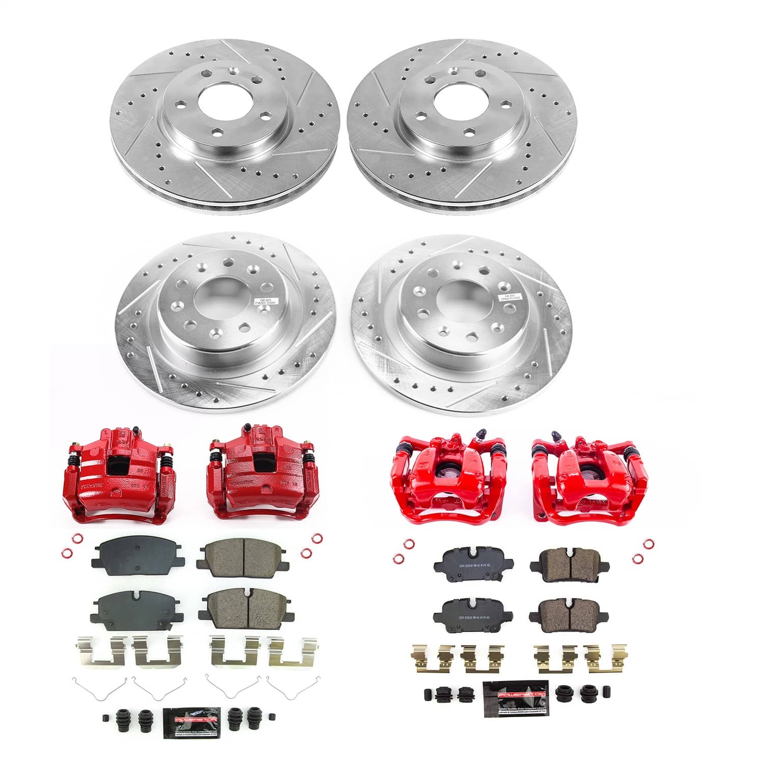 Power Stop - KC8799 - Front and Rear - Disc Brake Pad/Caliper and Rotor Kit
