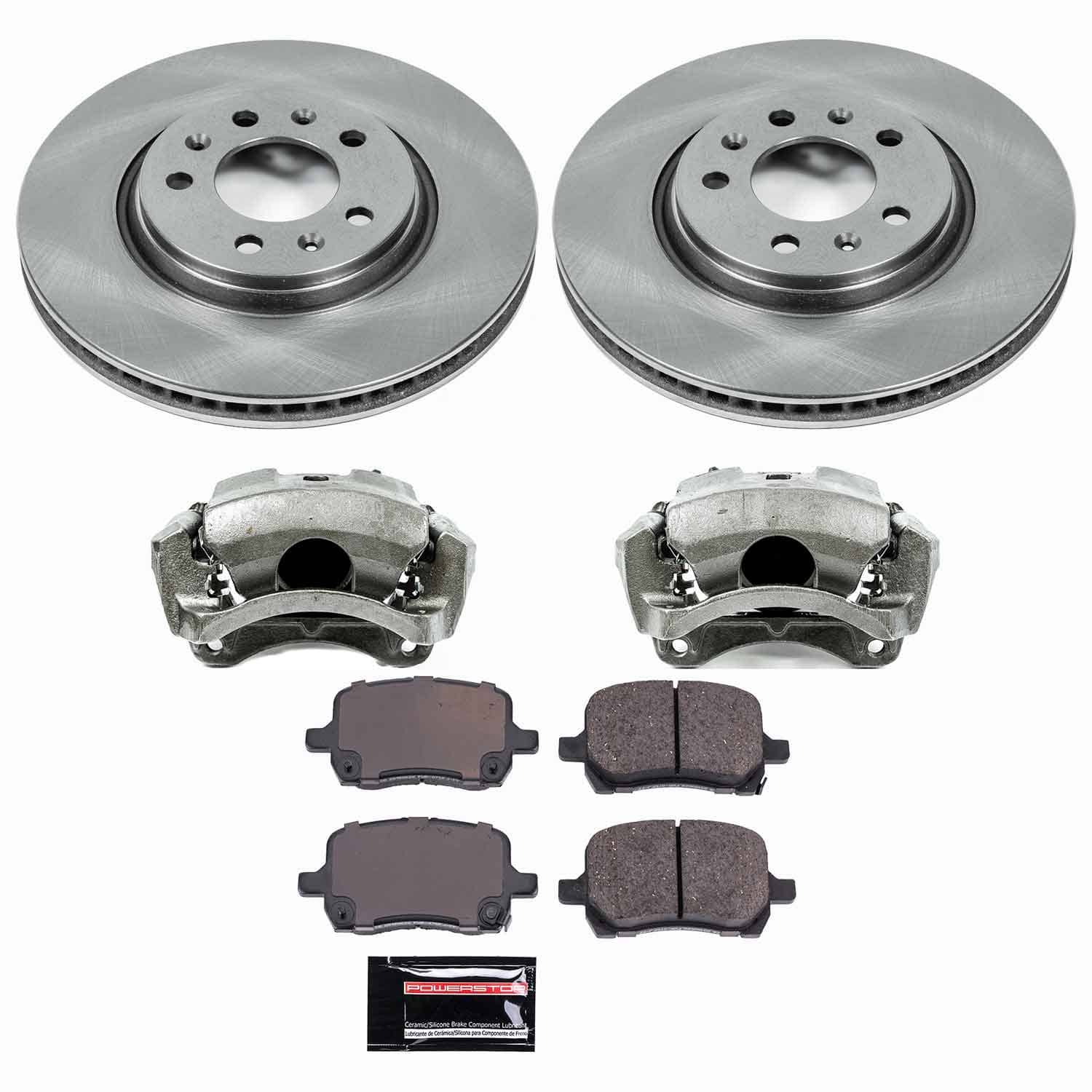 Power Stop - KCOE1433 - Front - Disc Brake Pad/Caliper and Rotor Kit