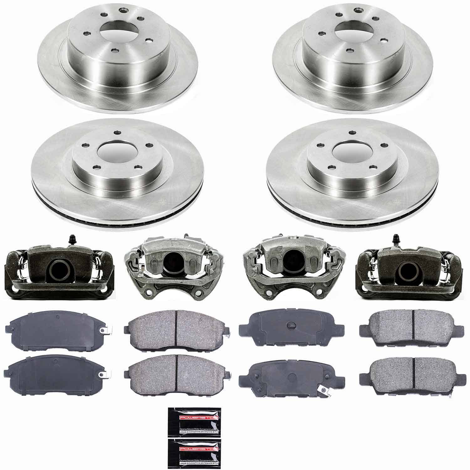 Power Stop - KCOE2283 - Front and Rear - Disc Brake Pad/Caliper and Rotor Kit