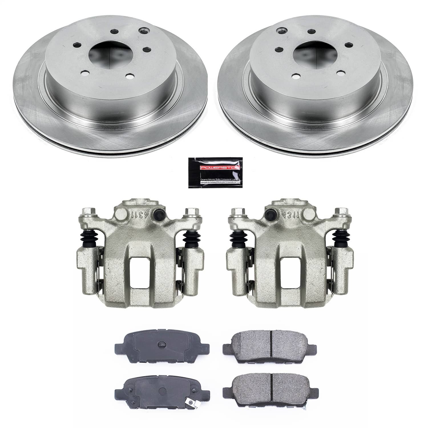 Power Stop - KCOE2427B - Rear - Disc Brake Pad/Caliper and Rotor Kit