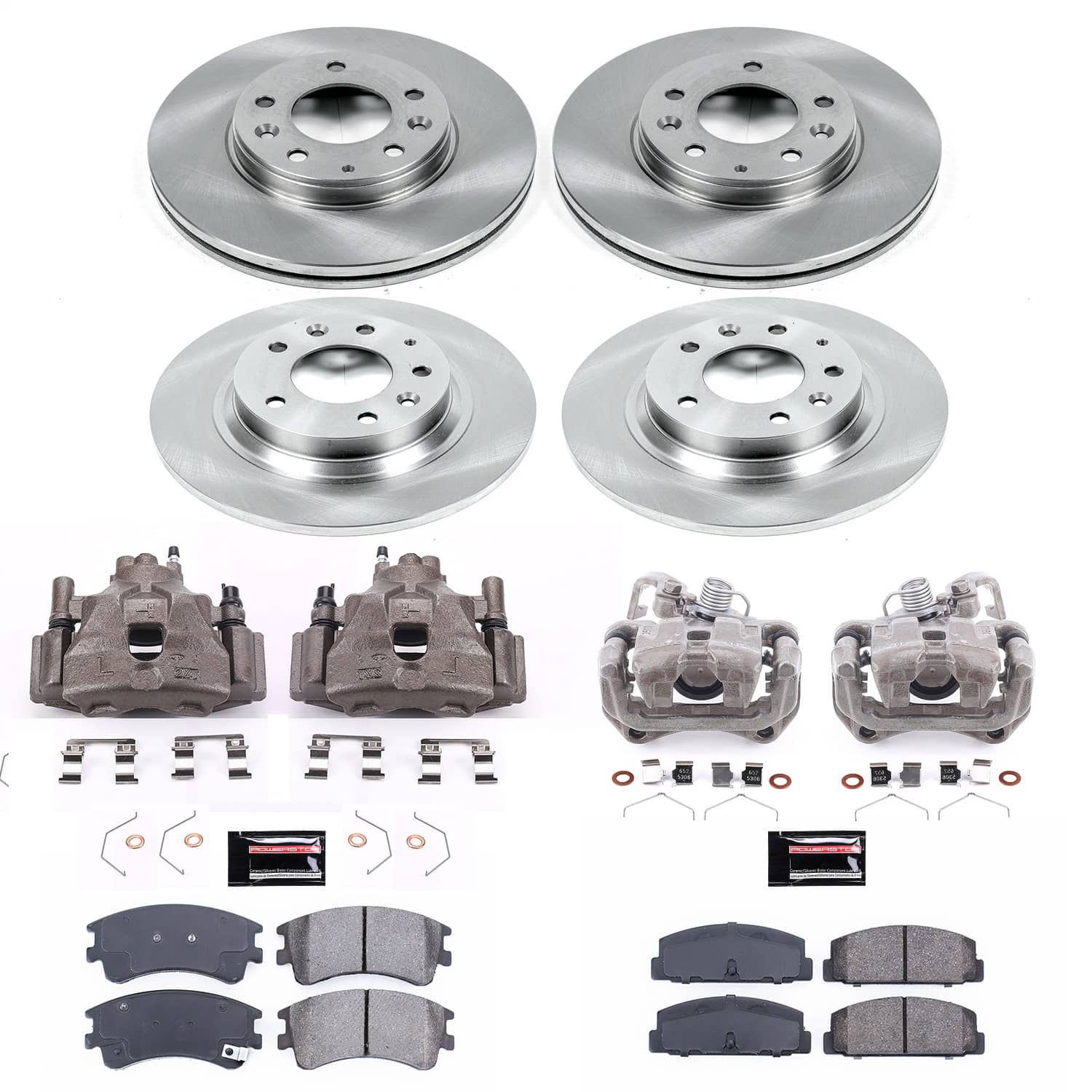 Power Stop - KCOE2449 - Front and Rear - Disc Brake Pad/Caliper and Rotor Kit