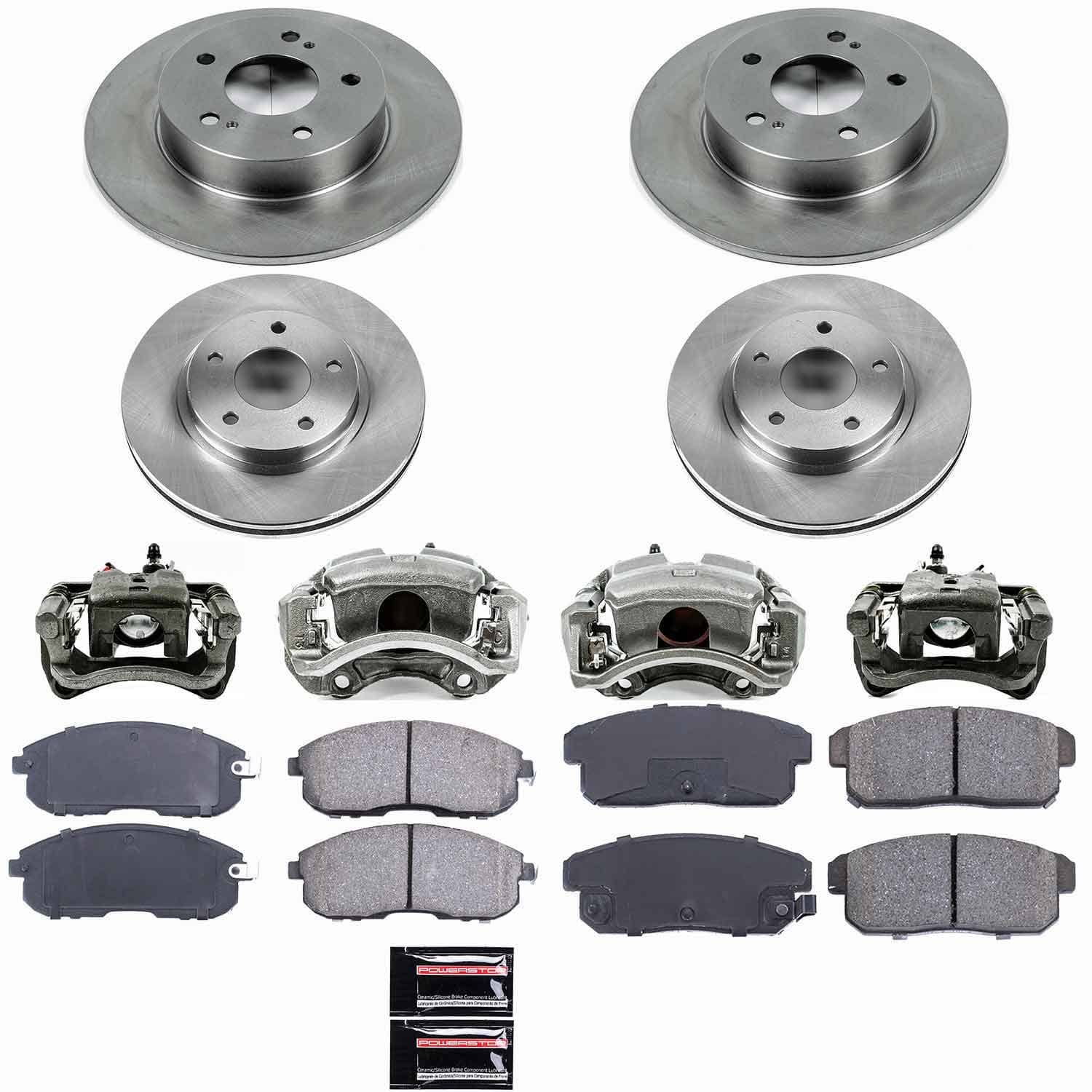 Power Stop - KCOE2703 - Front and Rear - Disc Brake Pad/Caliper and Rotor Kit
