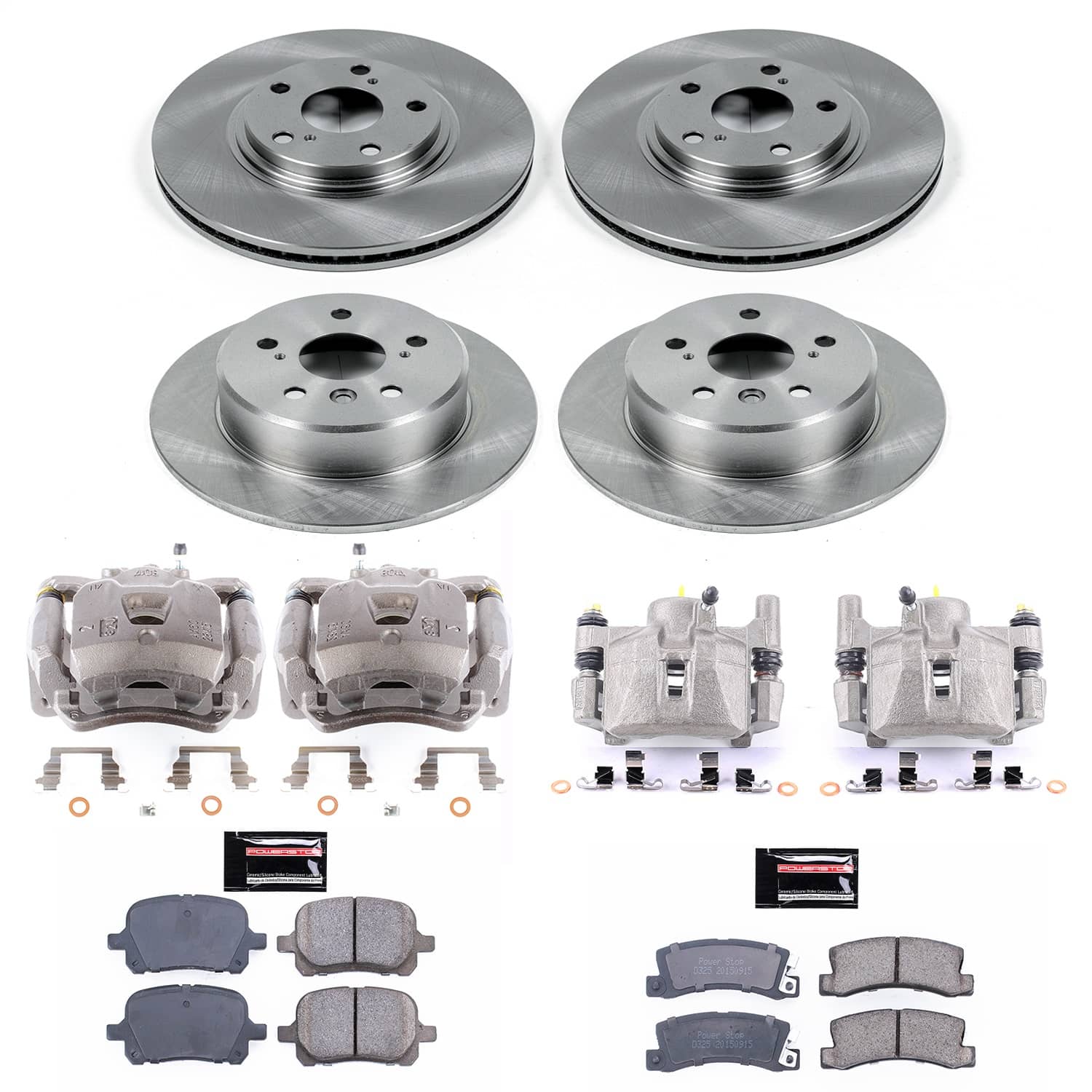 Power Stop - KCOE2774 - Front and Rear - Disc Brake Pad/Caliper and Rotor Kit