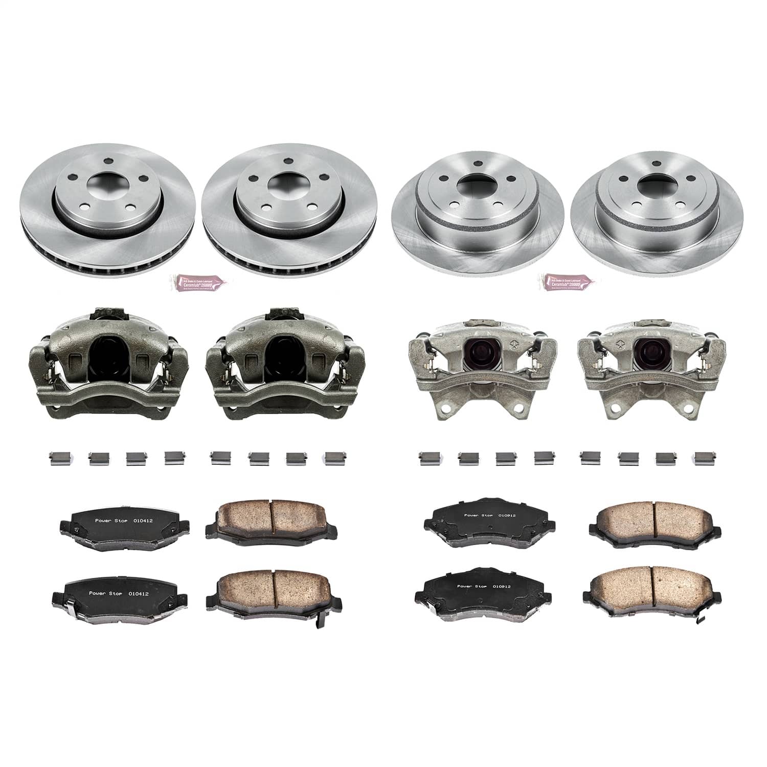 Power Stop - KCOE2798 - Front and Rear - Disc Brake Pad/Caliper and Rotor Kit