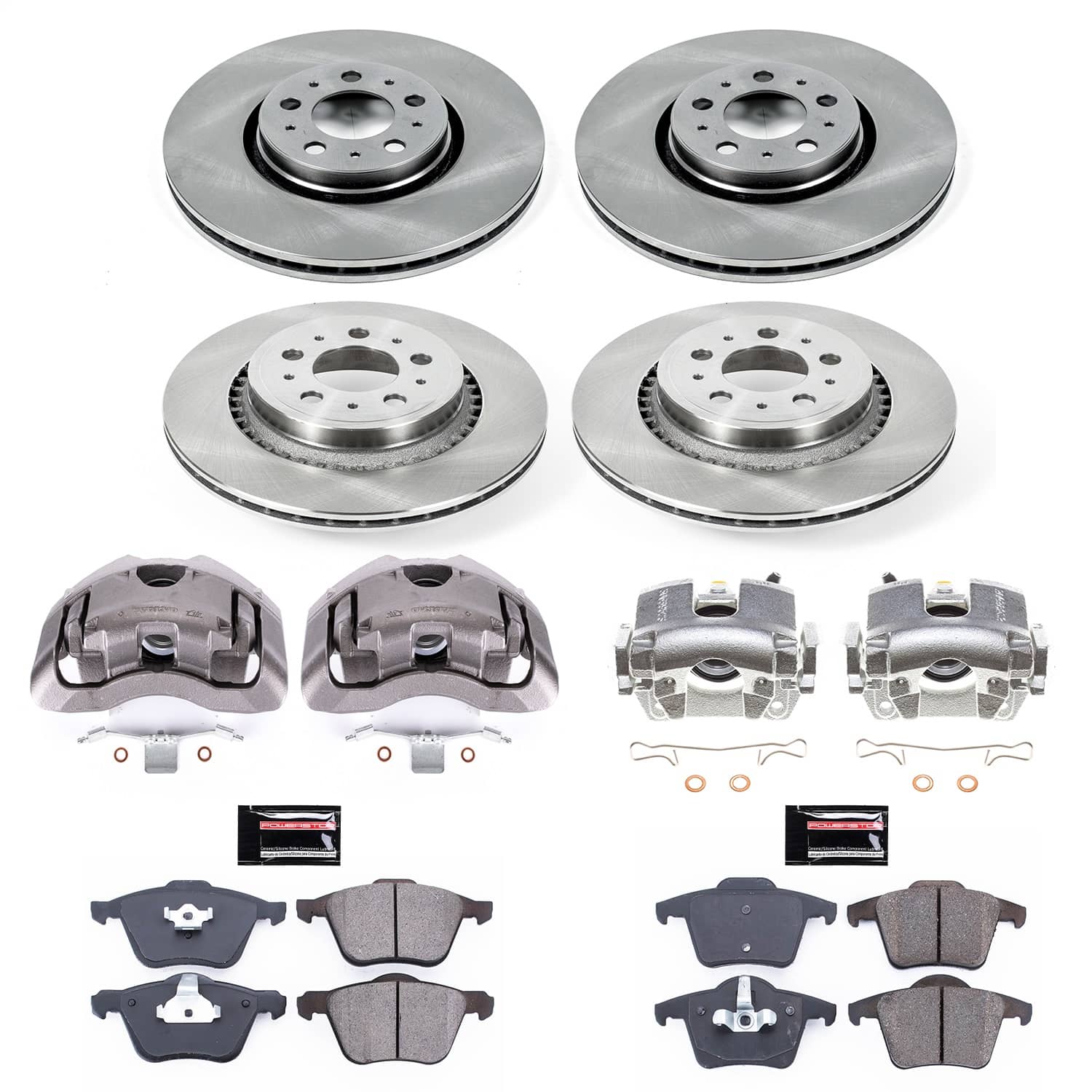 Power Stop - KCOE2835 - Front and Rear - Disc Brake Pad/Caliper and Rotor Kit