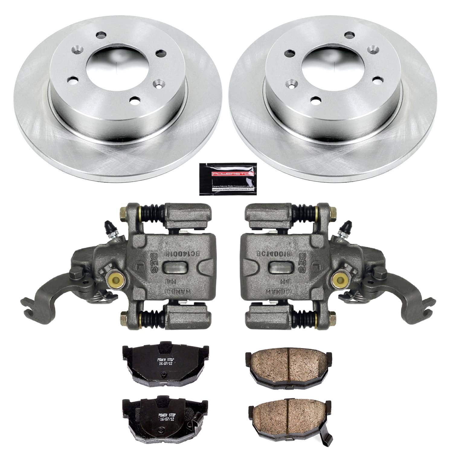 Power Stop - KCOE3106A - Rear - Disc Brake Pad/Caliper and Rotor Kit