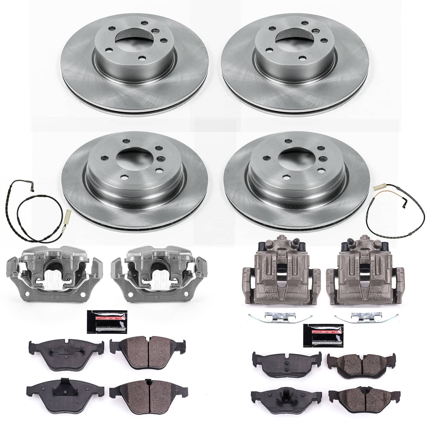 Power Stop - KCOE4105 - Front and Rear - Disc Brake Pad/Caliper and Rotor Kit