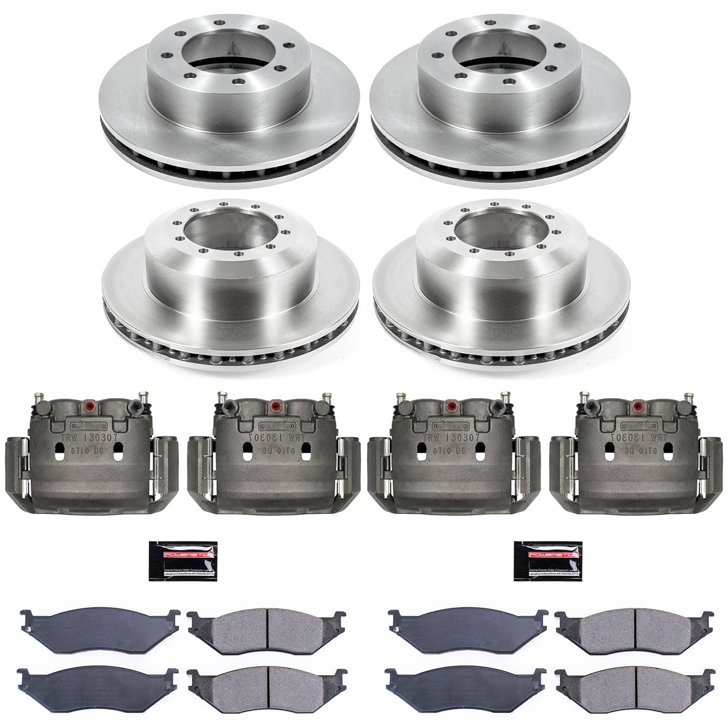 Power Stop - KCOE4416 - Front and Rear - Disc Brake Pad/Caliper and Rotor Kit