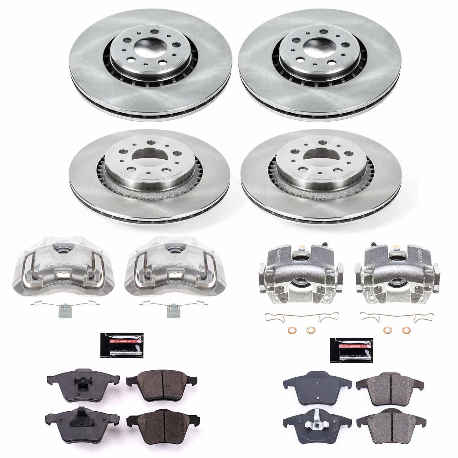 Power Stop - KCOE4502 - Front and Rear - Disc Brake Pad/Caliper and Rotor Kit
